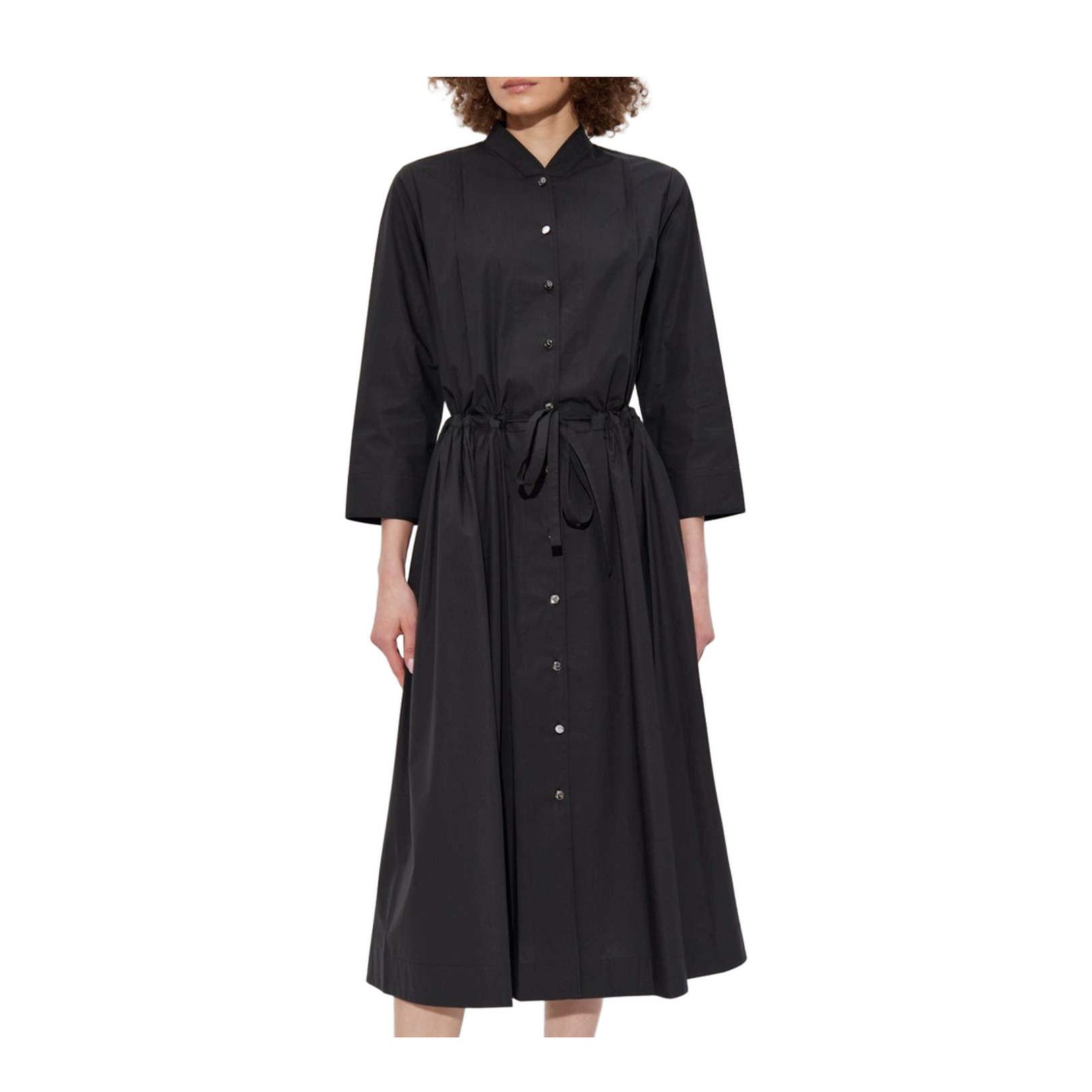 Black Cotton Dress with Belt