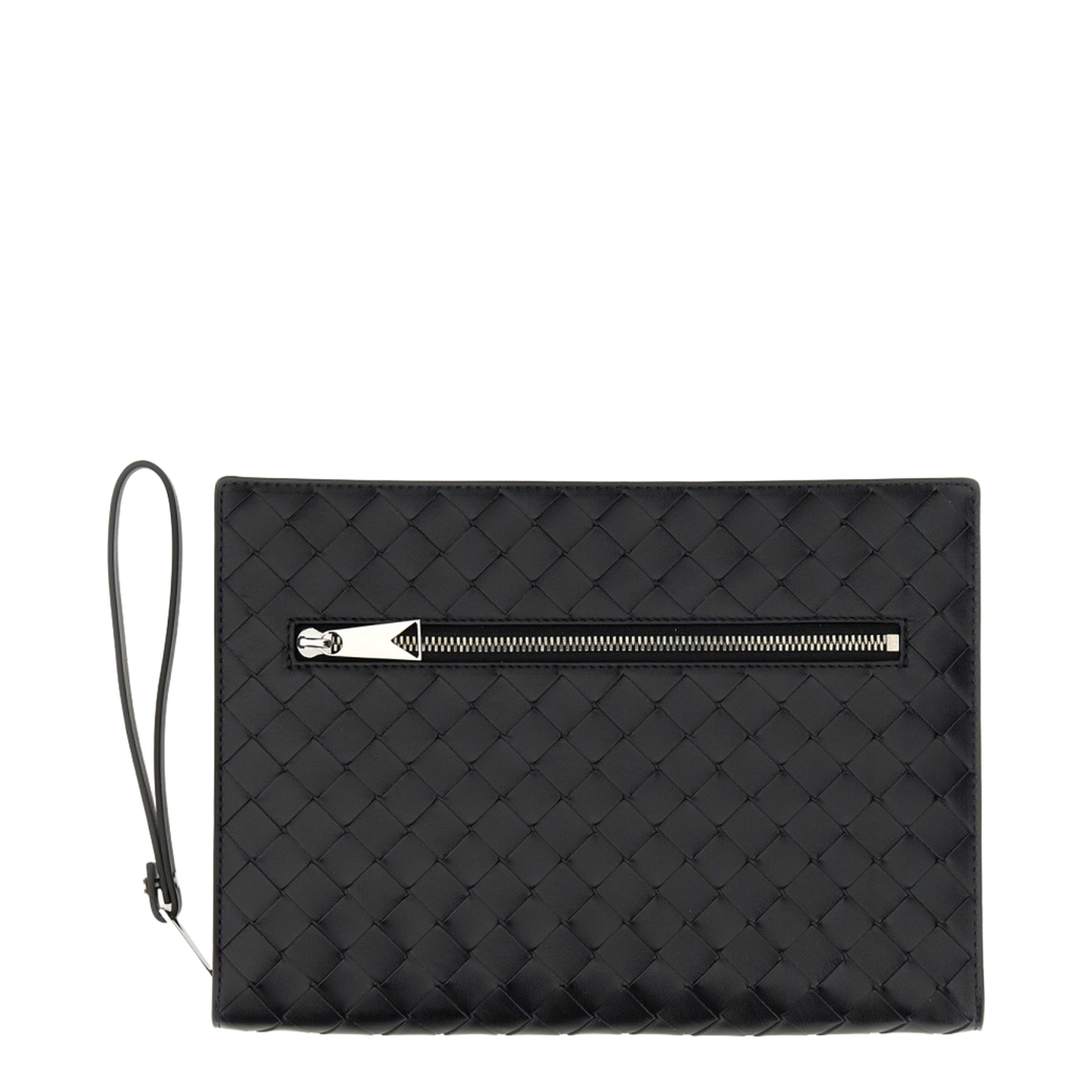 Intrecciato Leather Pouch - Black
