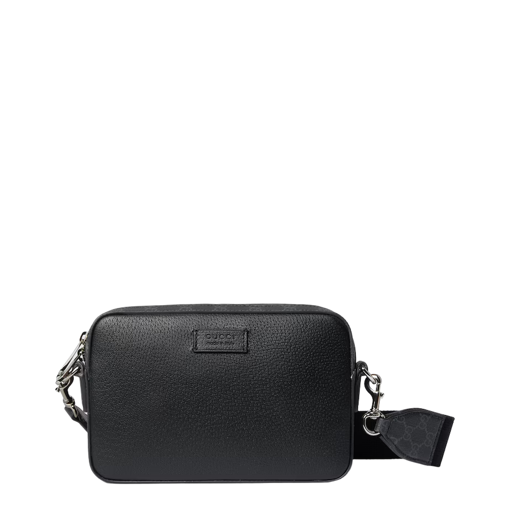 Leather Crossbody Bag With Web - Black