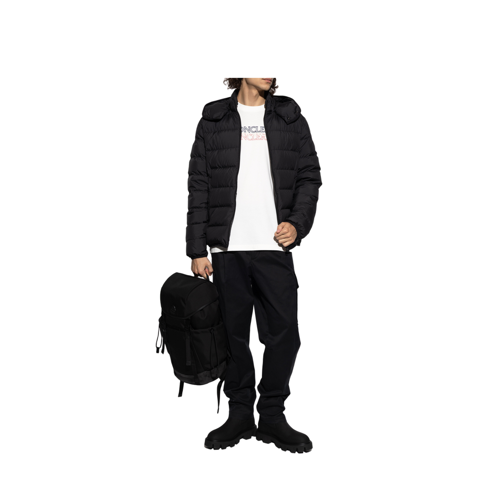 Black Cotton Gabardine Cargo Trousers