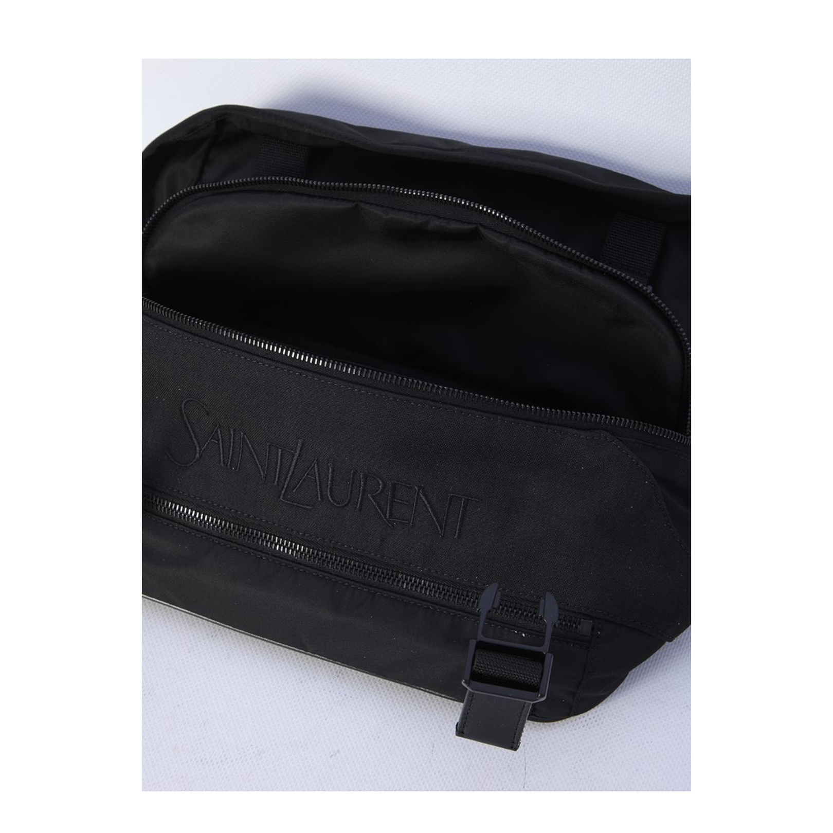Black Nylon Crossbody Bag with Leather Trims