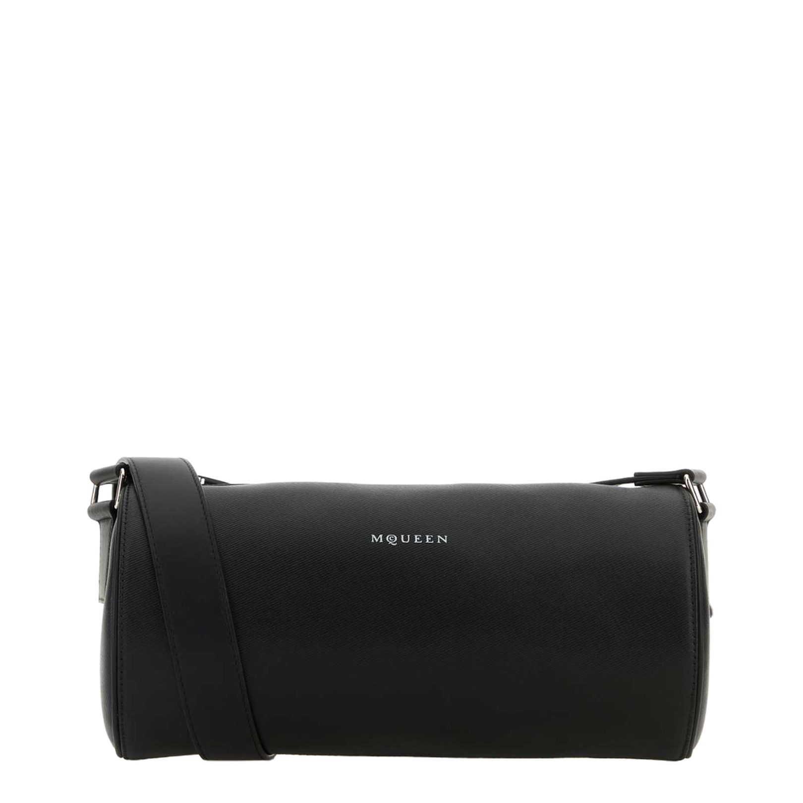 Black Leather McQueen Roller Crossbody Bag