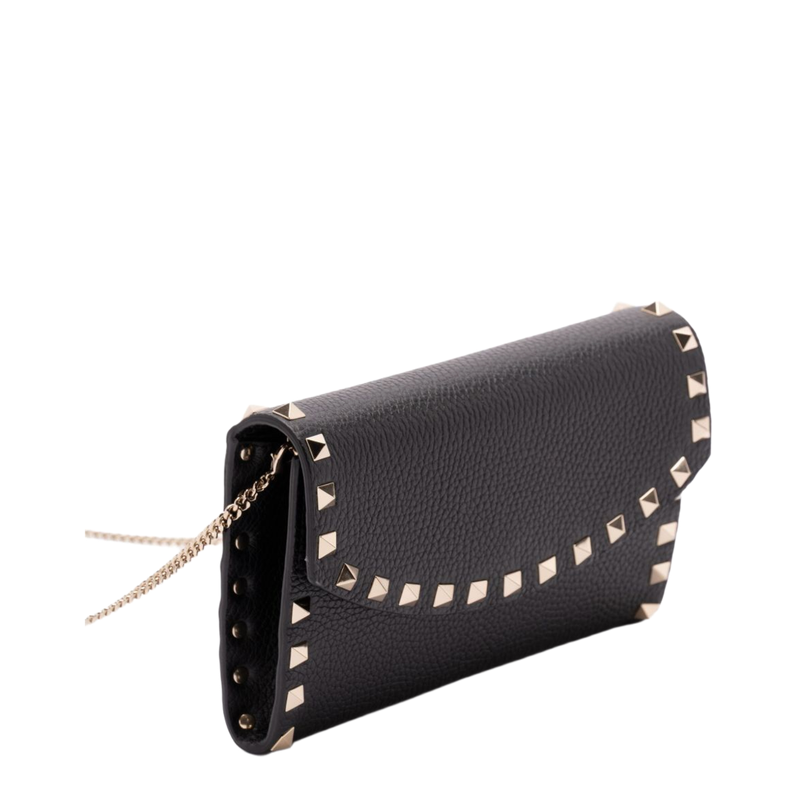 Rockstud Leather Wallet on Chain