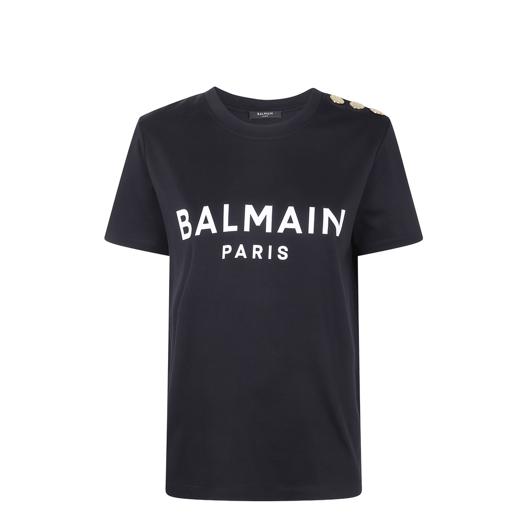3 Buttons Printed T-Shirt Black