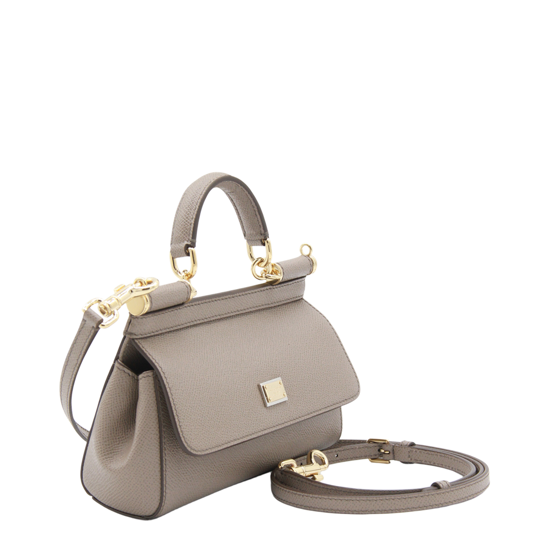 Sicily Mini Calfskin Top Handle Bag - Beige