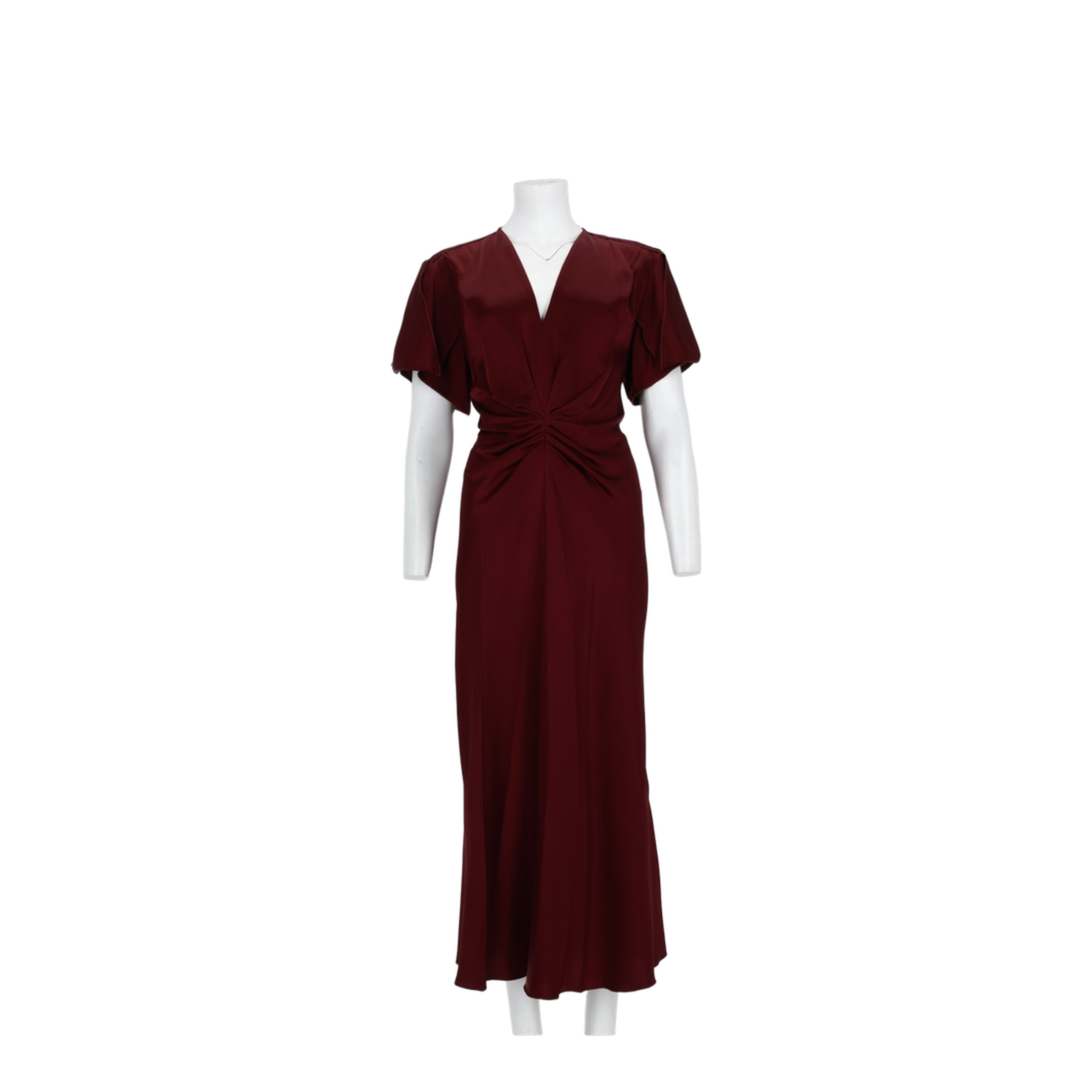 MAYFEYR - Victoria Beckham - Midi Dress With Draping And V-Neck - 1226WDR005195DBURGUNDY