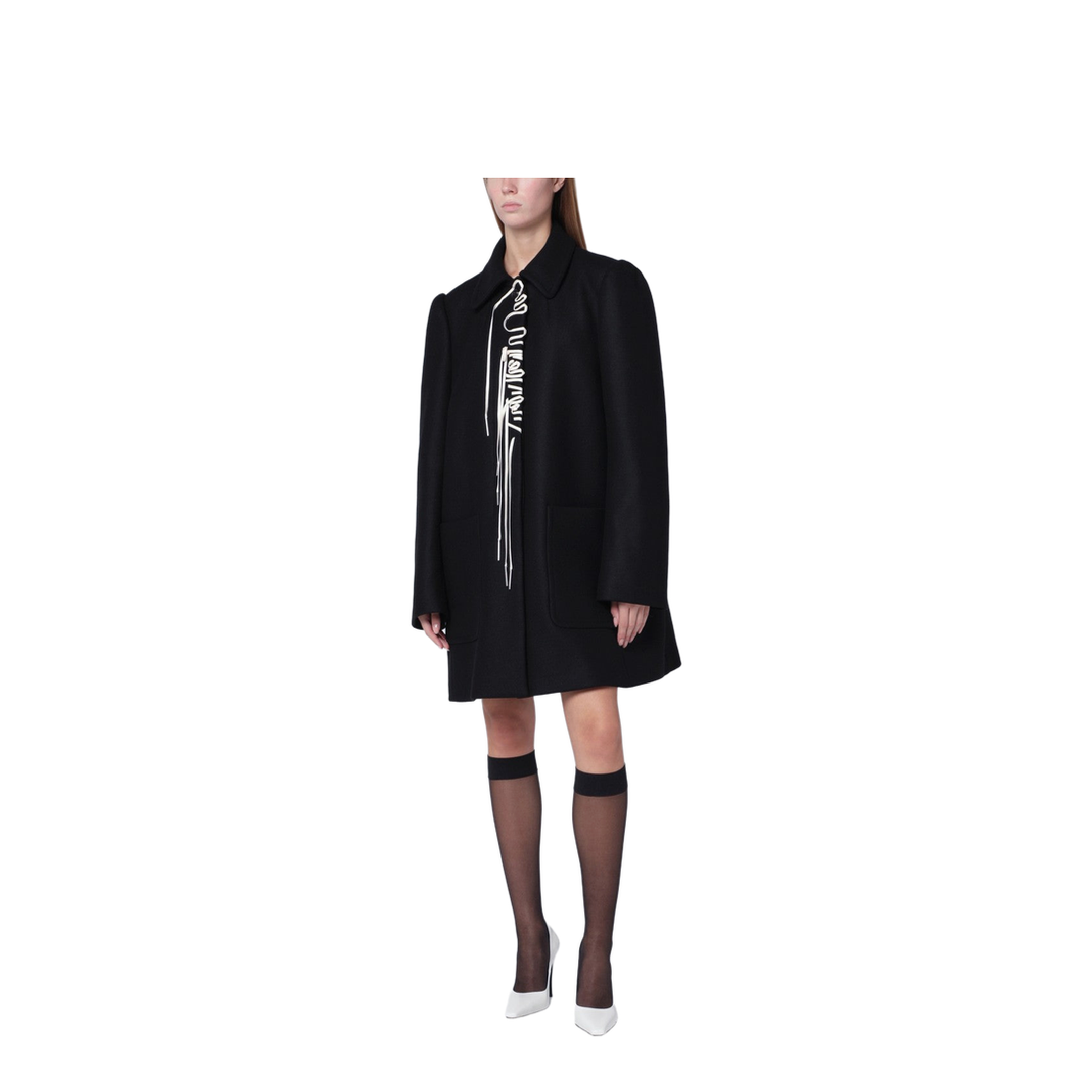 Black coat with embroidery detail