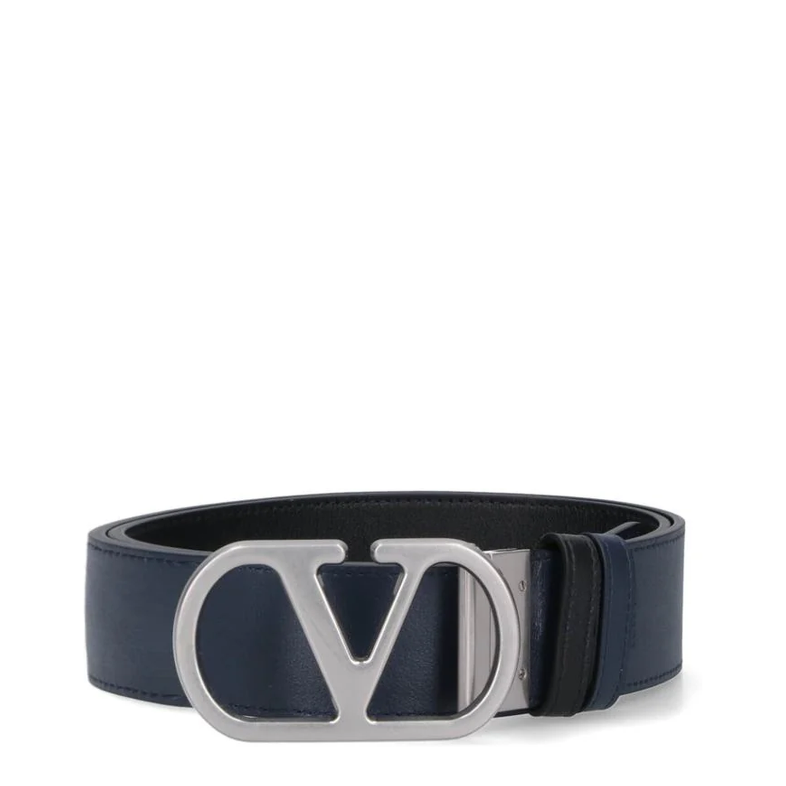 Black Belt with VLogo Buckle in Leather