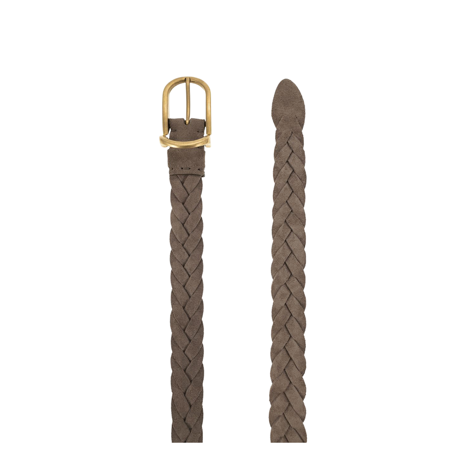 Woven Suede Belt with Rounded Buckle and Metal Loop