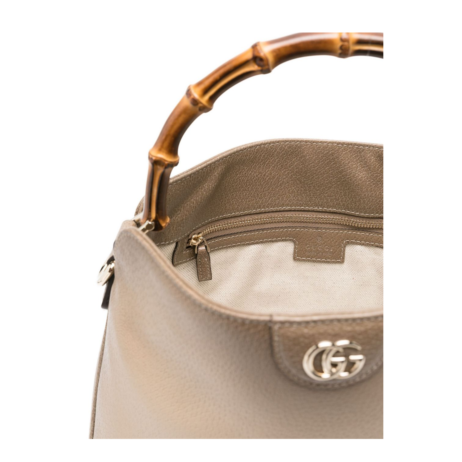 Diana Medium Leather Shoulder Bags - Beige