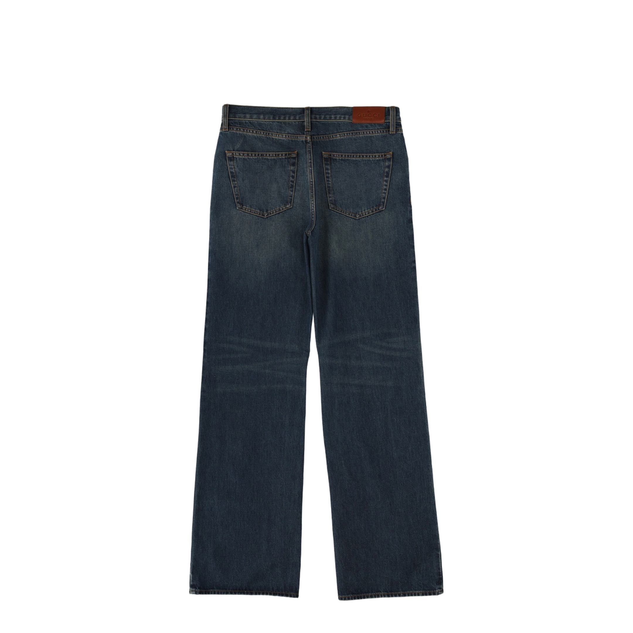 Cotton Denim Pants with Horsebit Detail