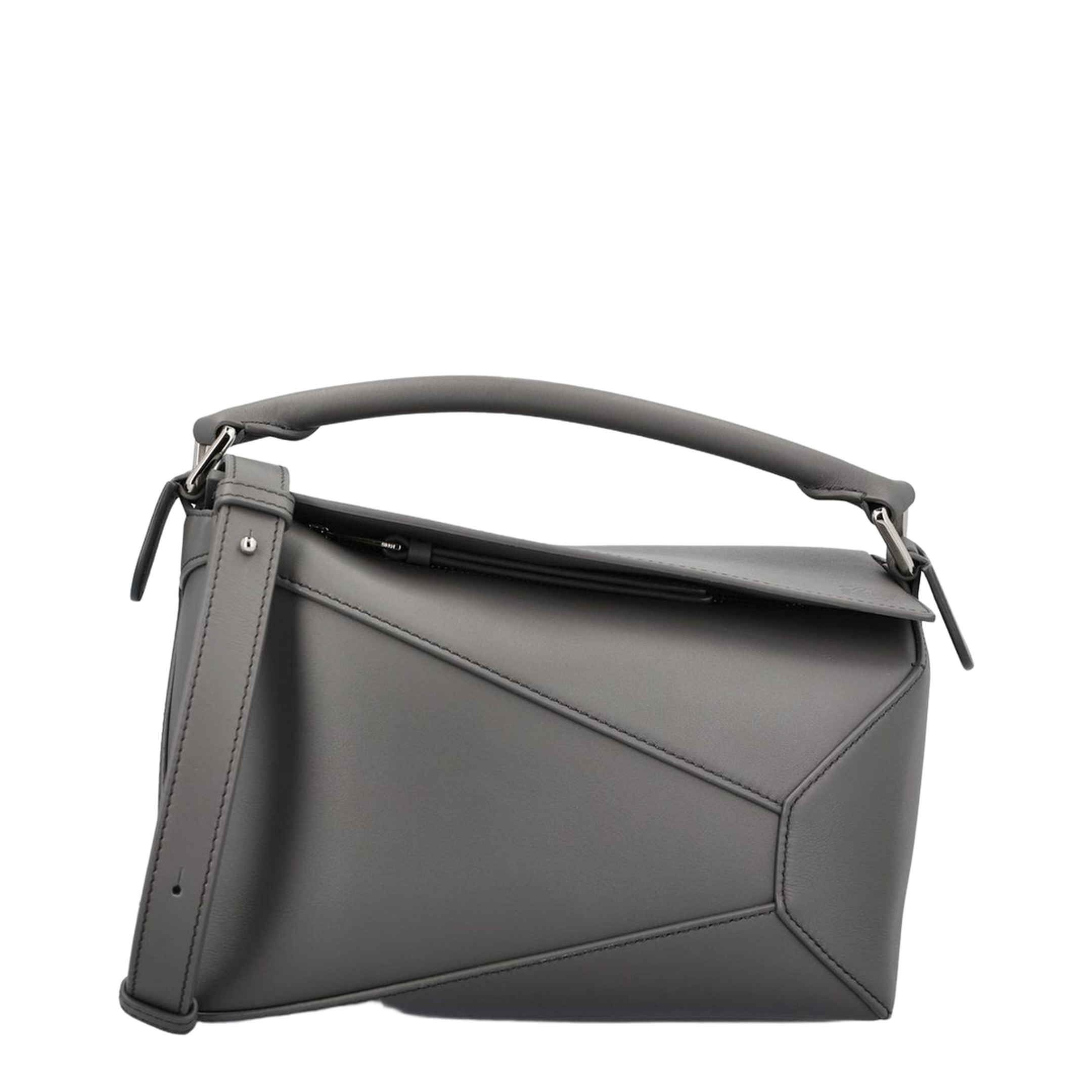 Small Puzzle Edge bag in classic calfskin - Slate/Grey