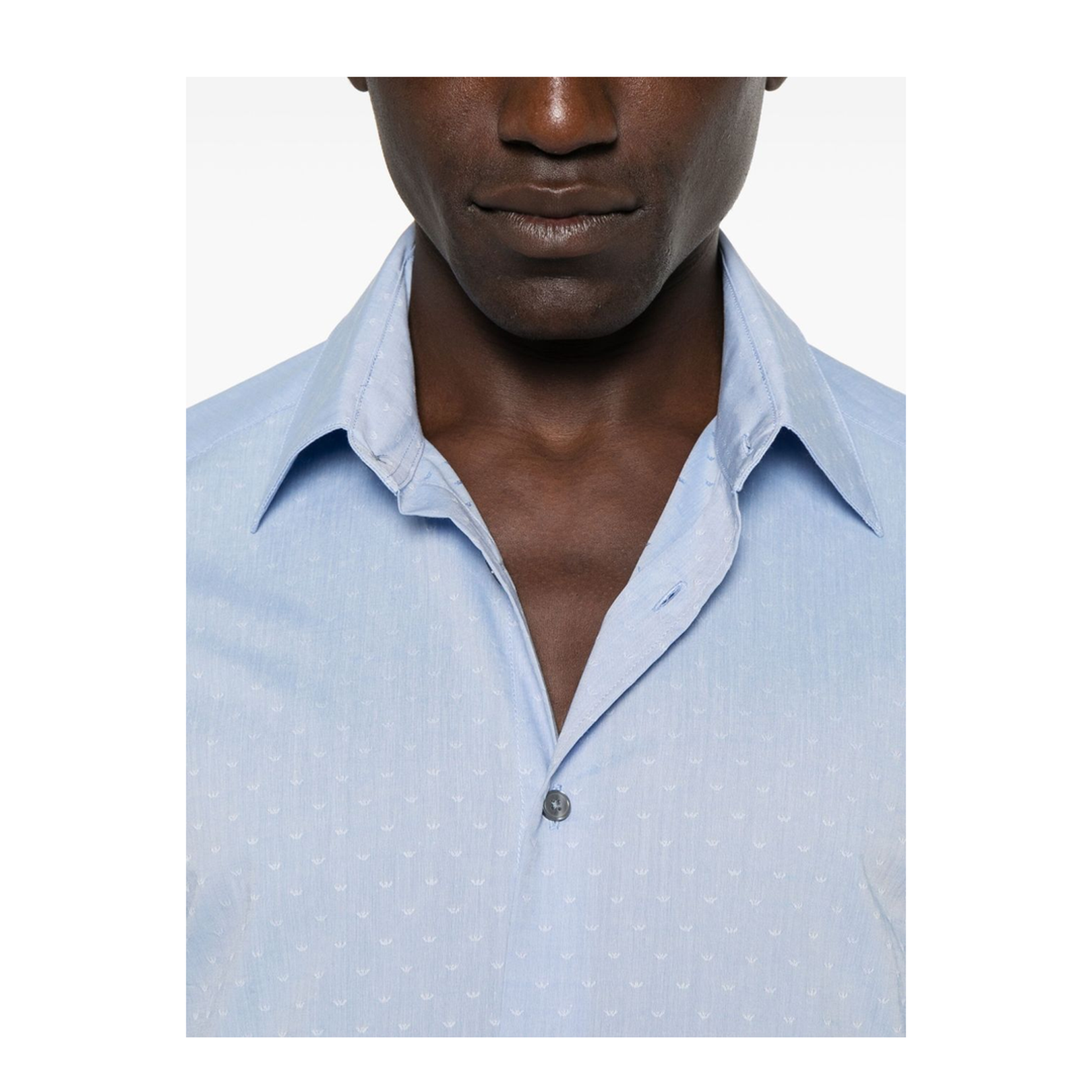 Cotton Shirt with All-Over Jacquard Logo