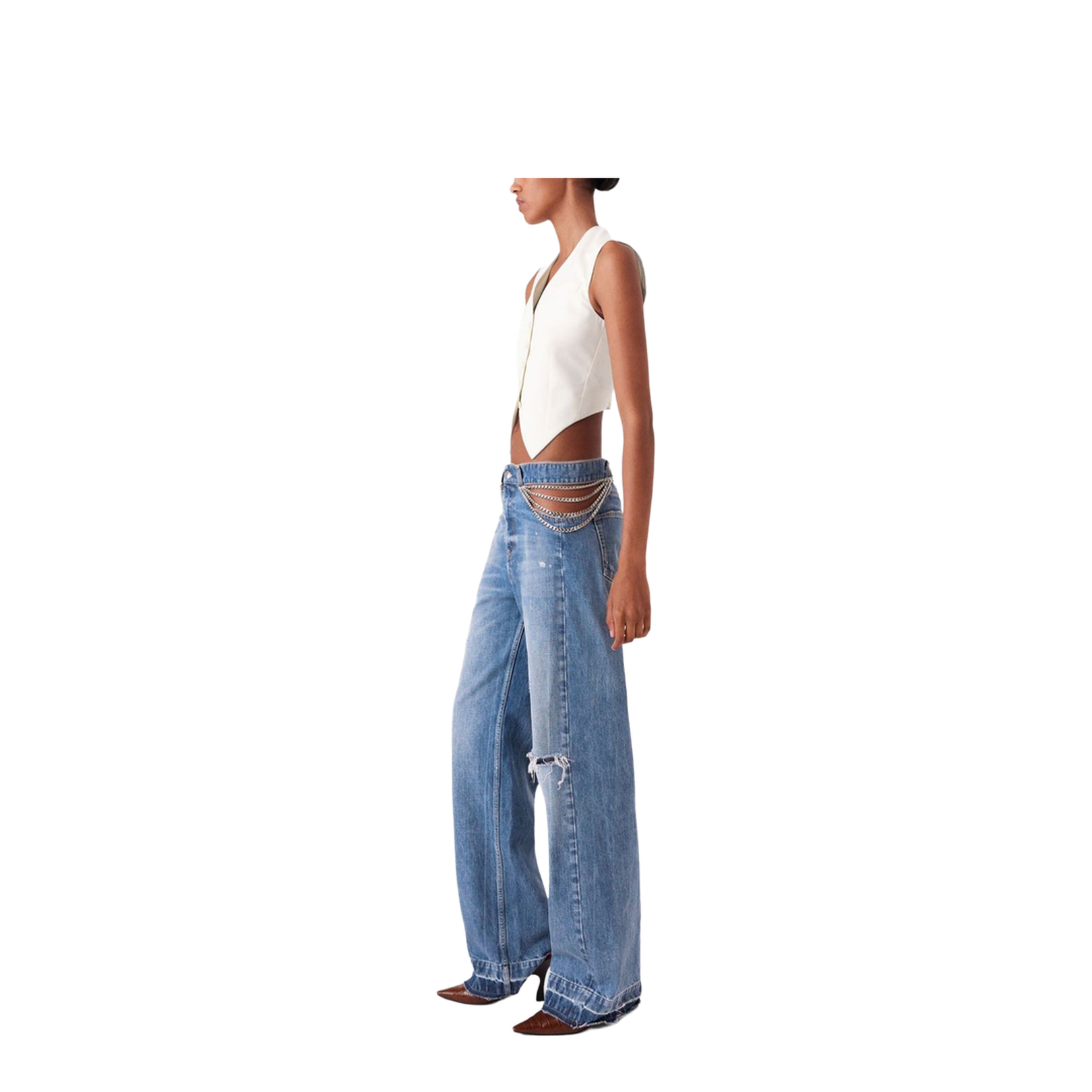 Cropped Tailored Wool Waistcoat