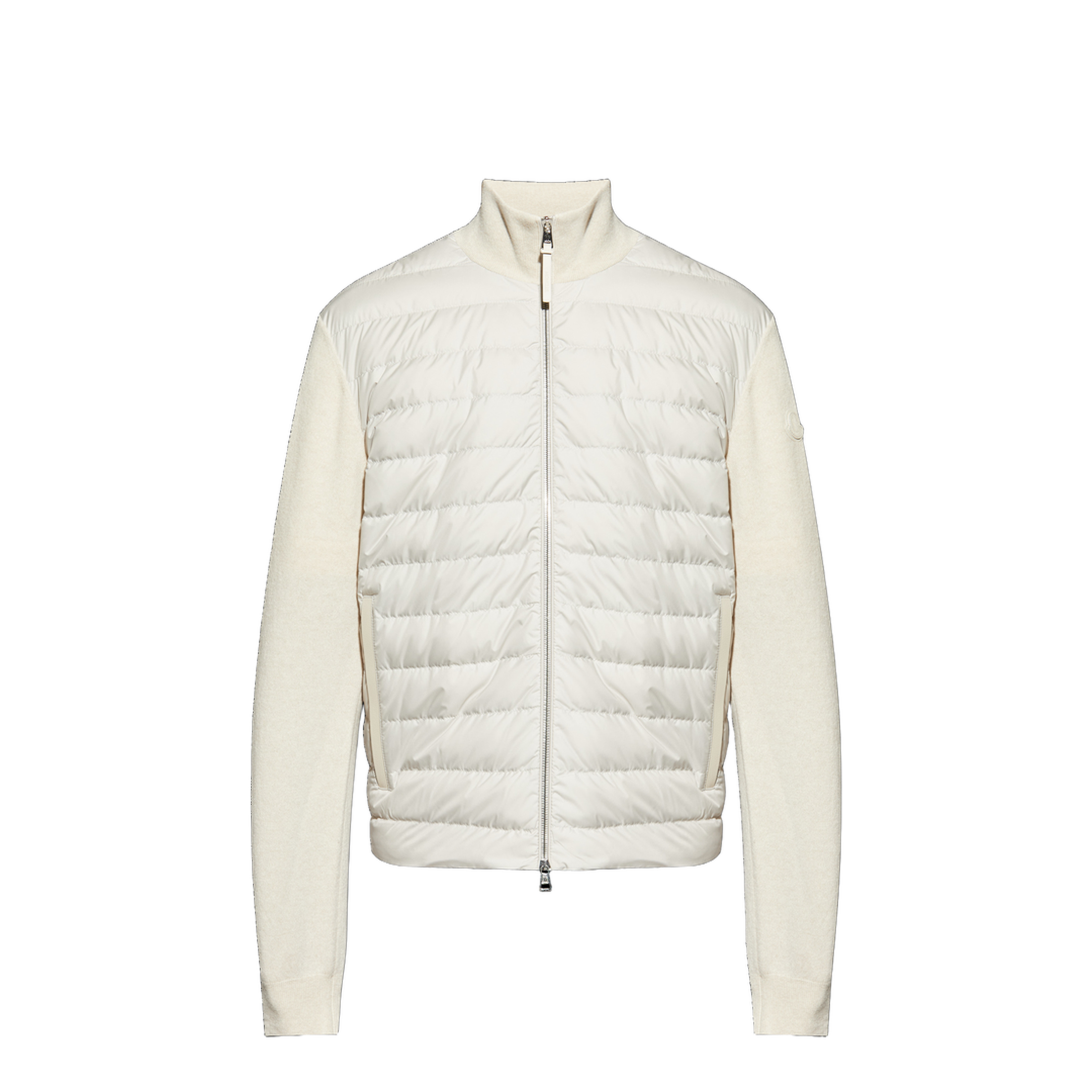 White Padded Wool & Cashmere Zip-Up Cardigan