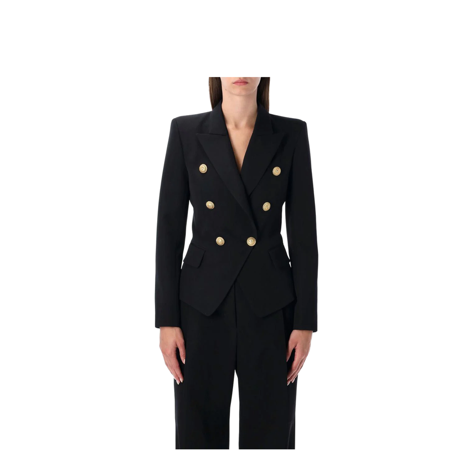 Black Grain De Poudre 6-Button Tailored Jacket