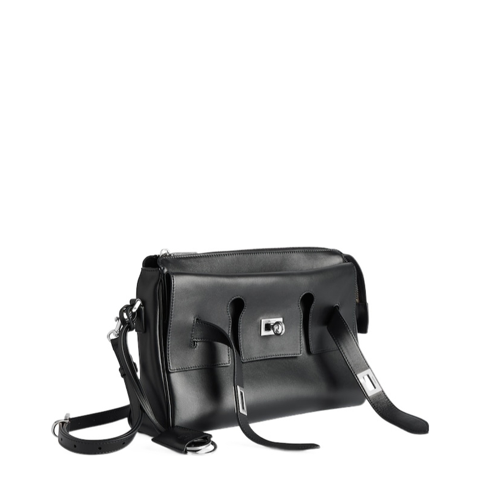 Bel Air Zipped Messenger Bag Small in Black
