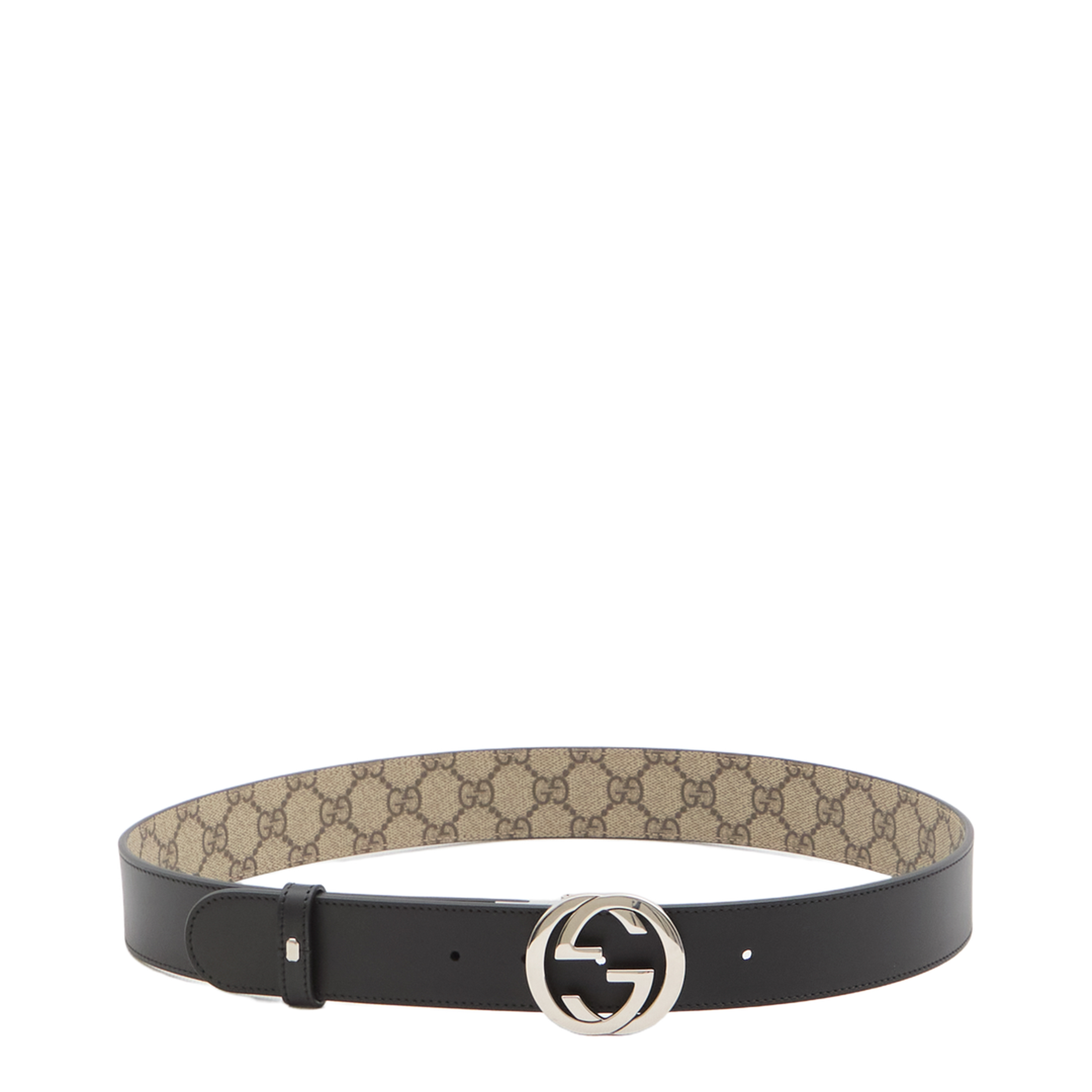 GG Supreme Black Leather Reversible Belt