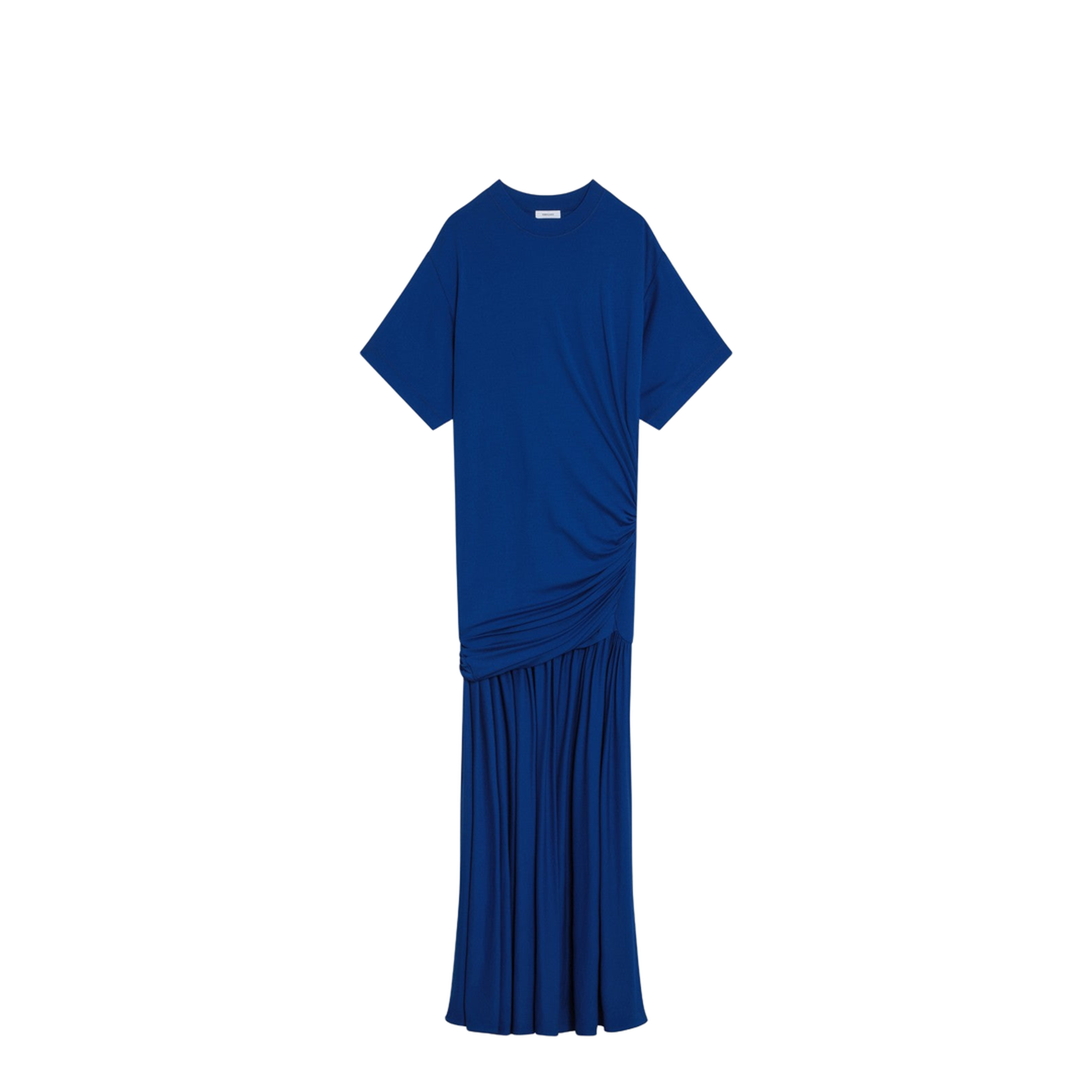 Long Blue Dress with Draping