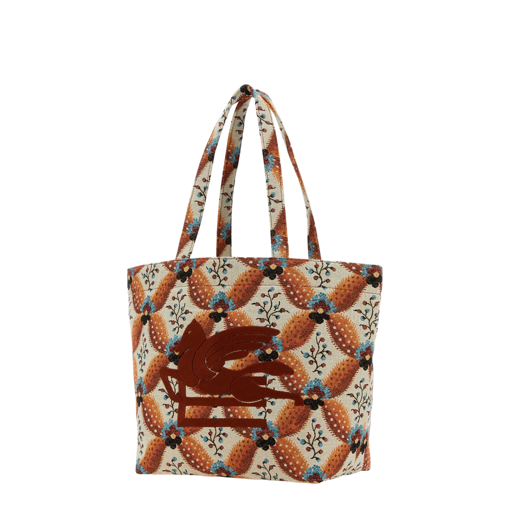 Embroidered Canvas Medium Soft Trotter Shopping Bag