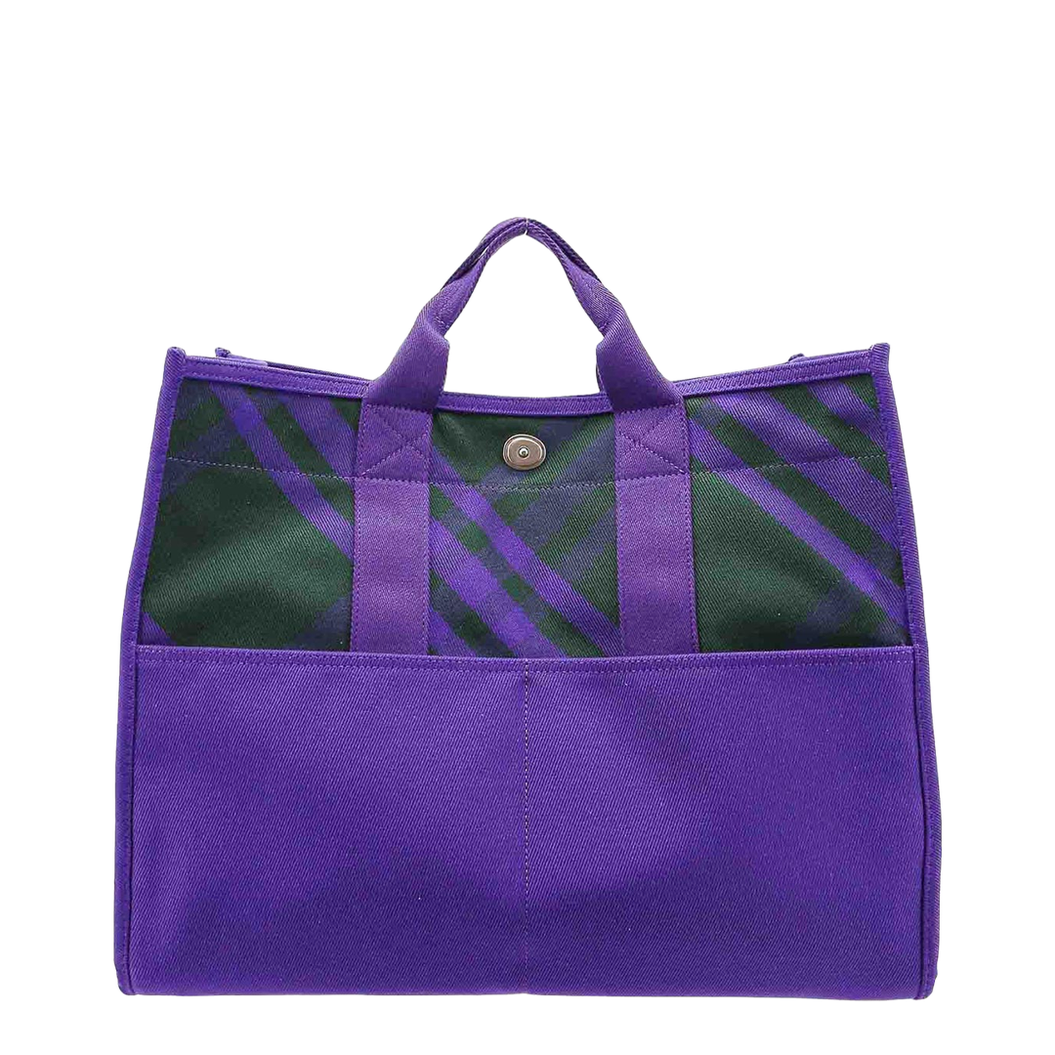 Canvas Shoulder Bag Check Motif