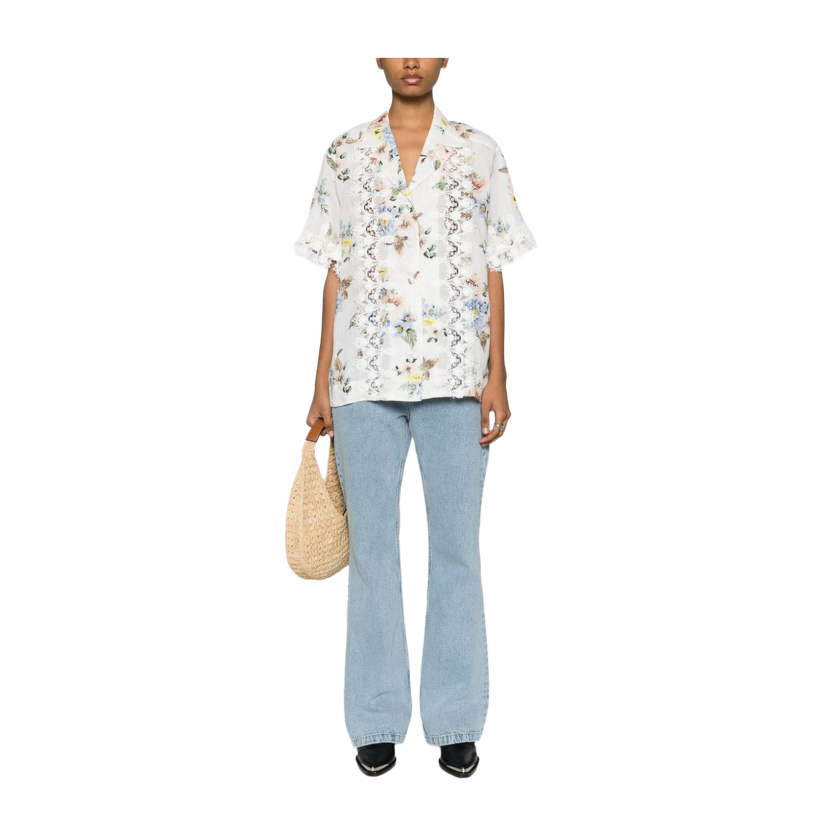 Lace Trimmed Oversized Shirt