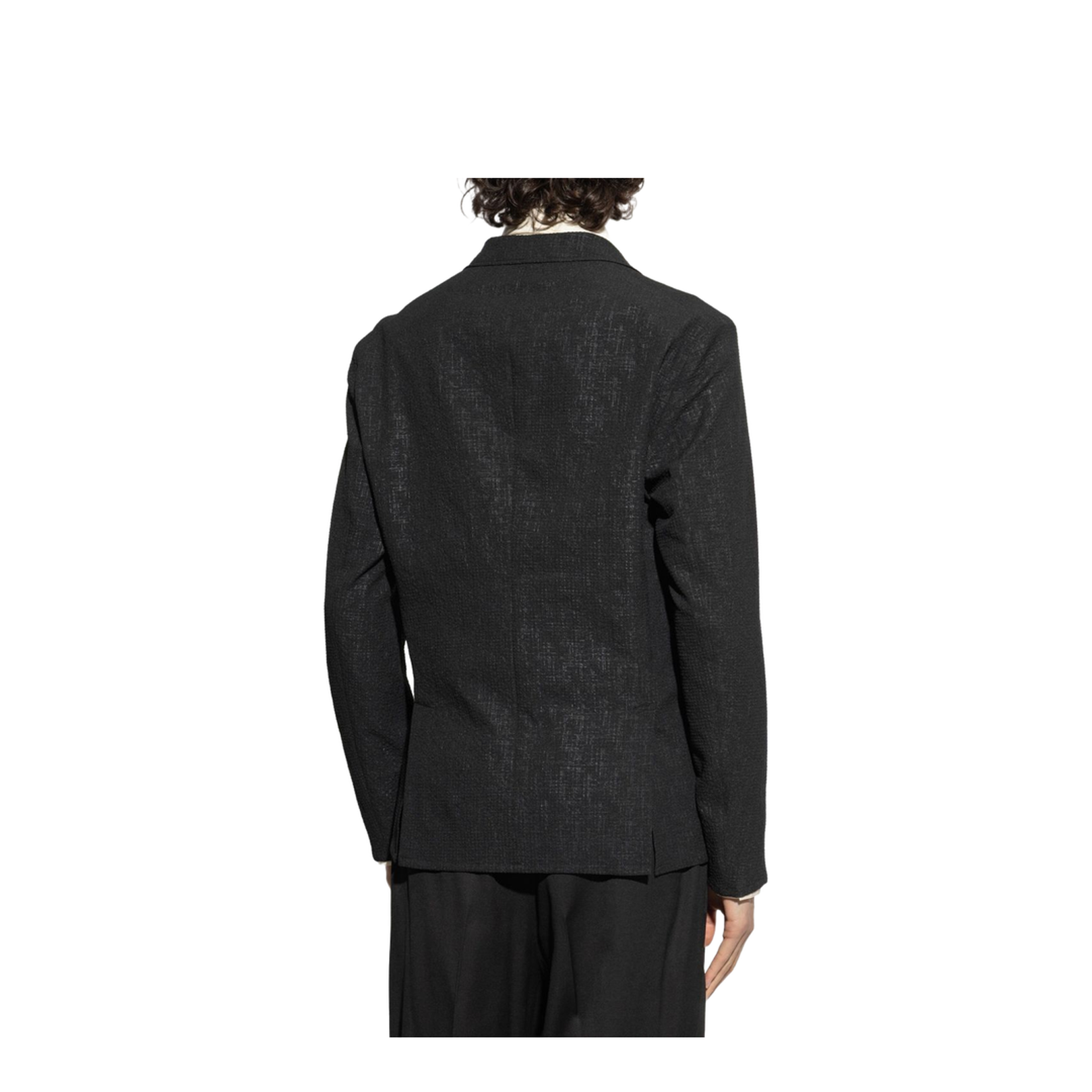 Printed Seersucker Single-Breasted Blazer