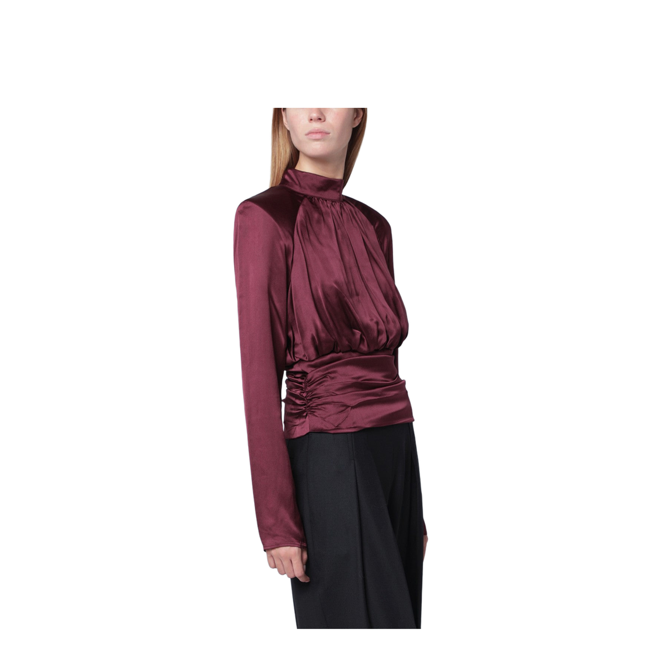 Bordeaux Ruched Silk Top