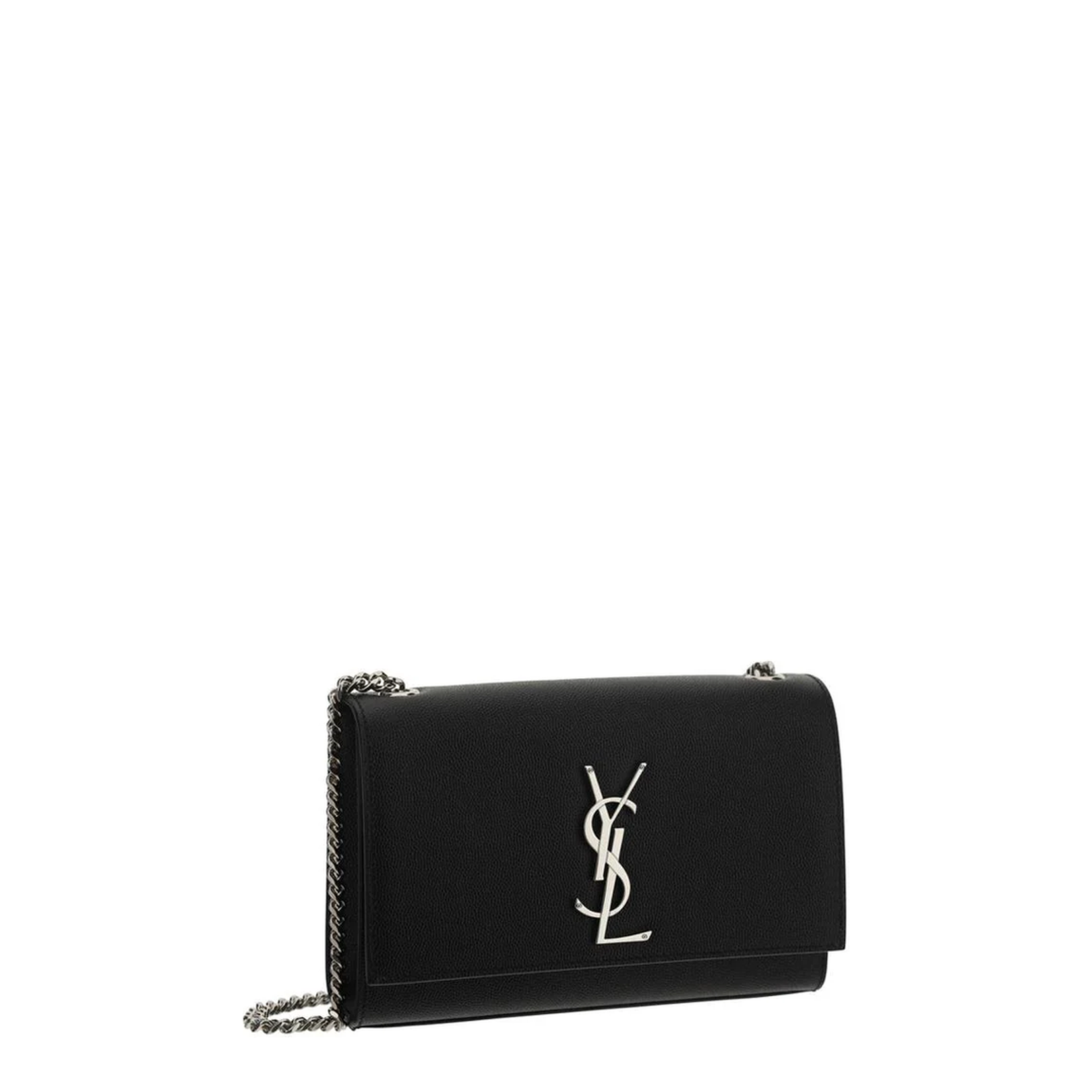 Shoulder Bag in Black Grain de Poudre Embossed Leather