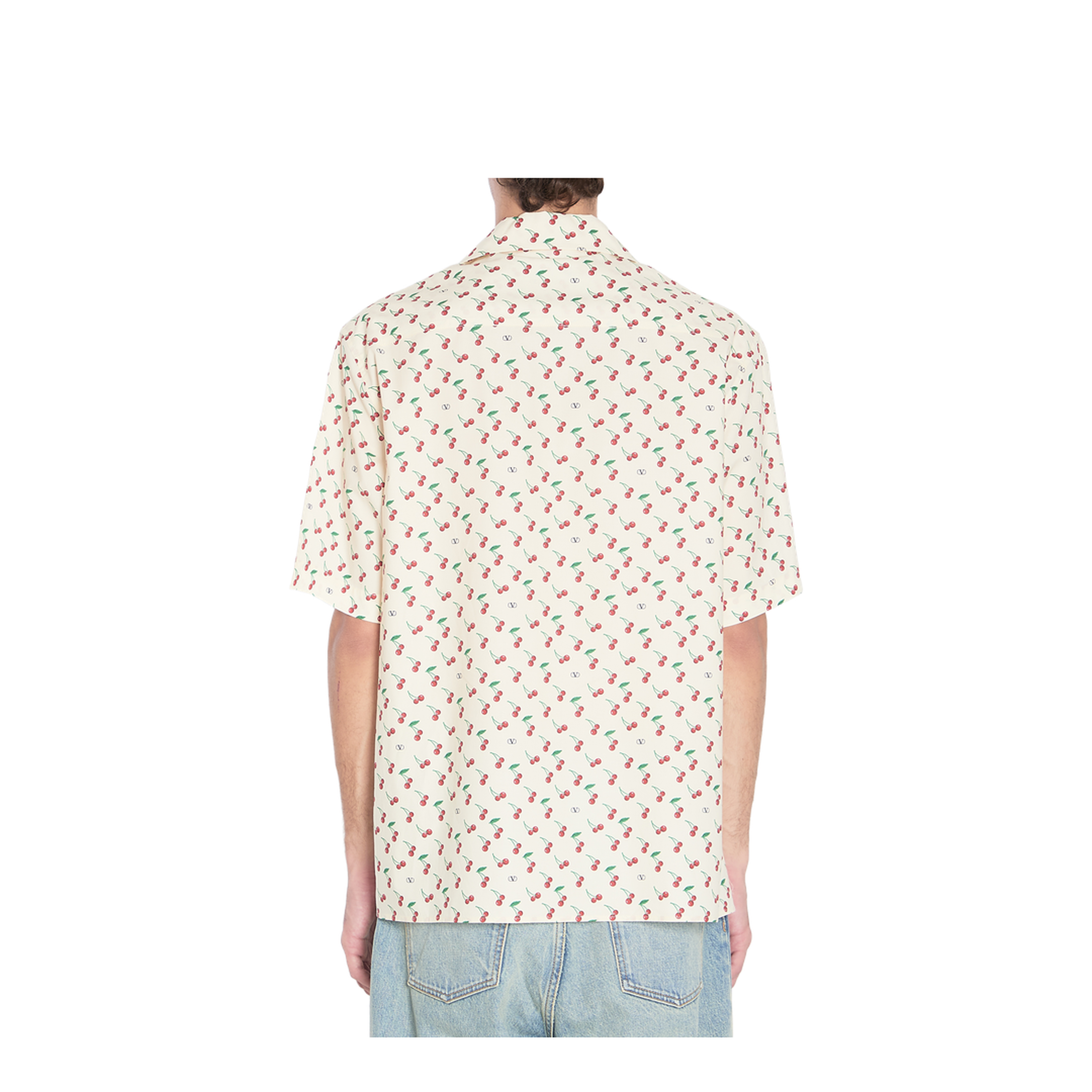 Cotton Poplin Bowling Shirt With Cherryfic Print