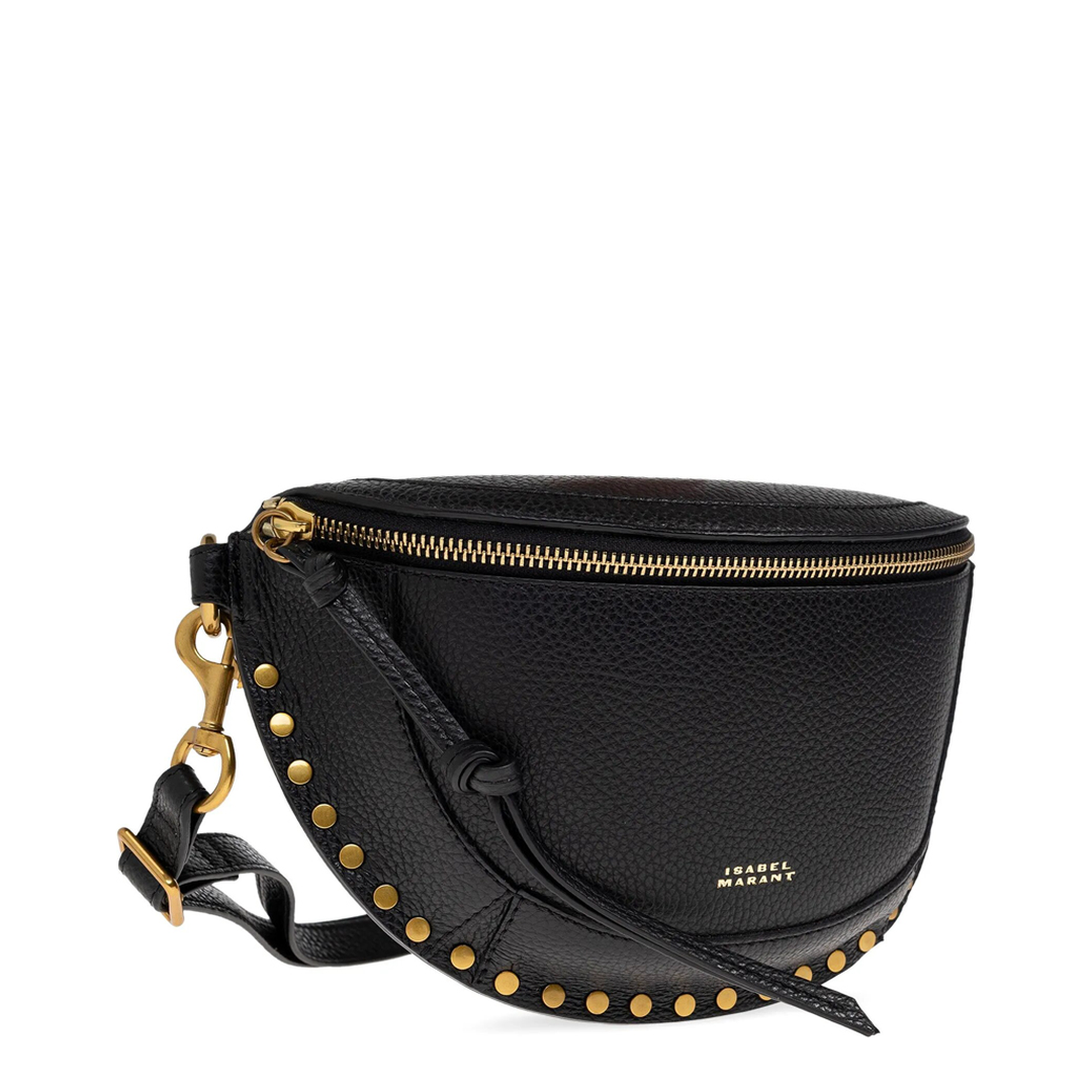 MAYFEYR - Isabel Marant - Hammered Leather Belt Bag With Studs - BJ0001FAD1C04M01BK