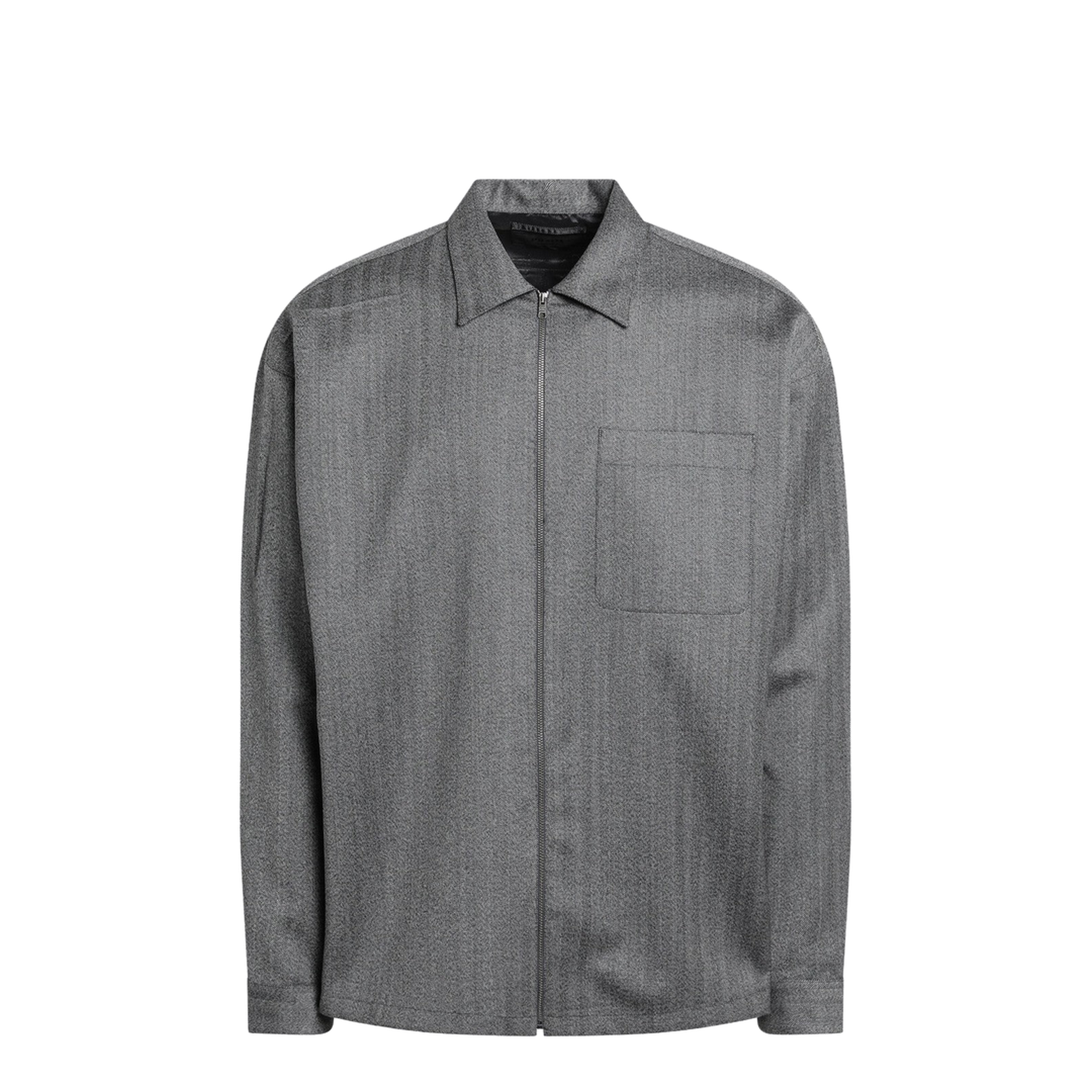 Gray Wool Overshirt with Zip