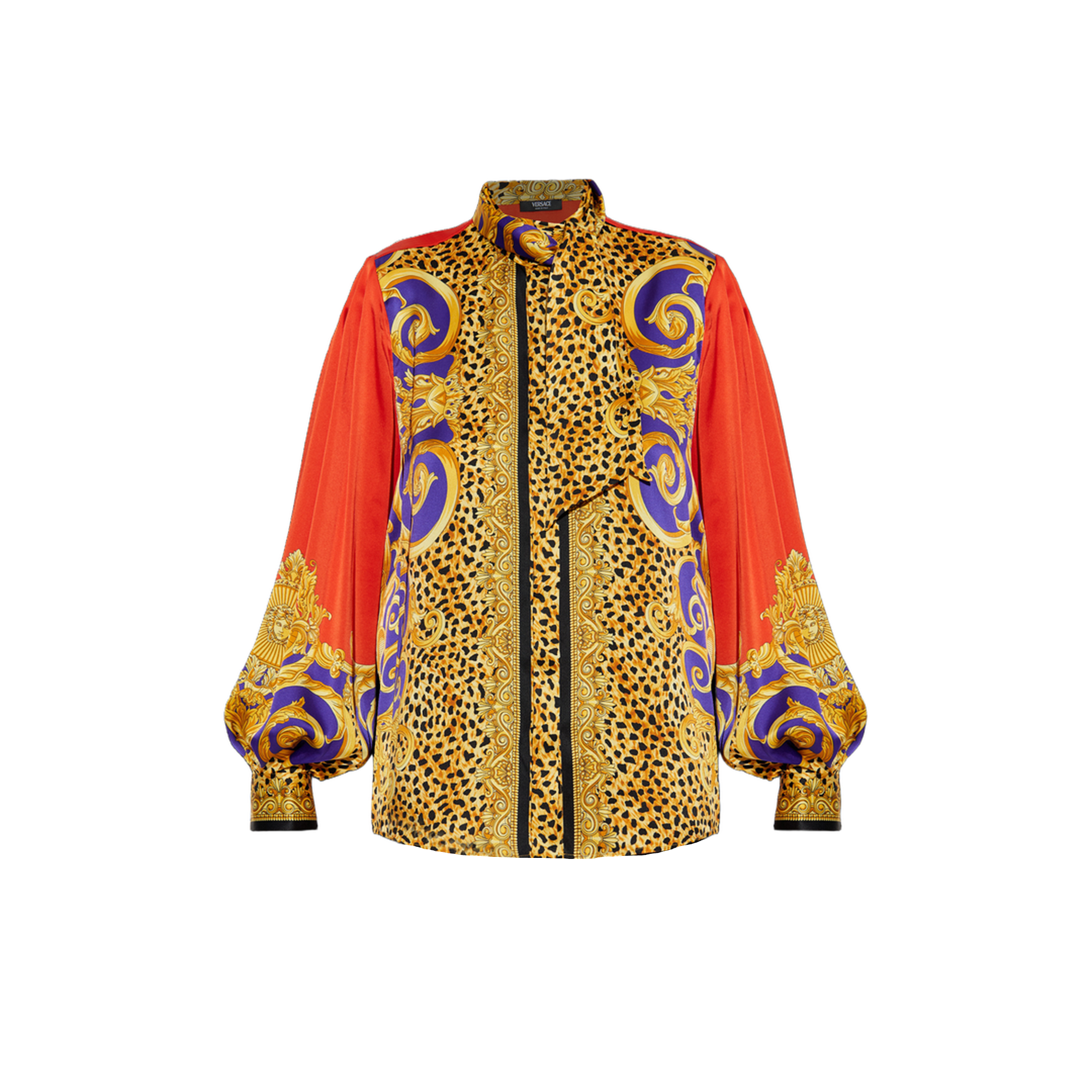Cheetah Barocco Silk Lavallière Shirt