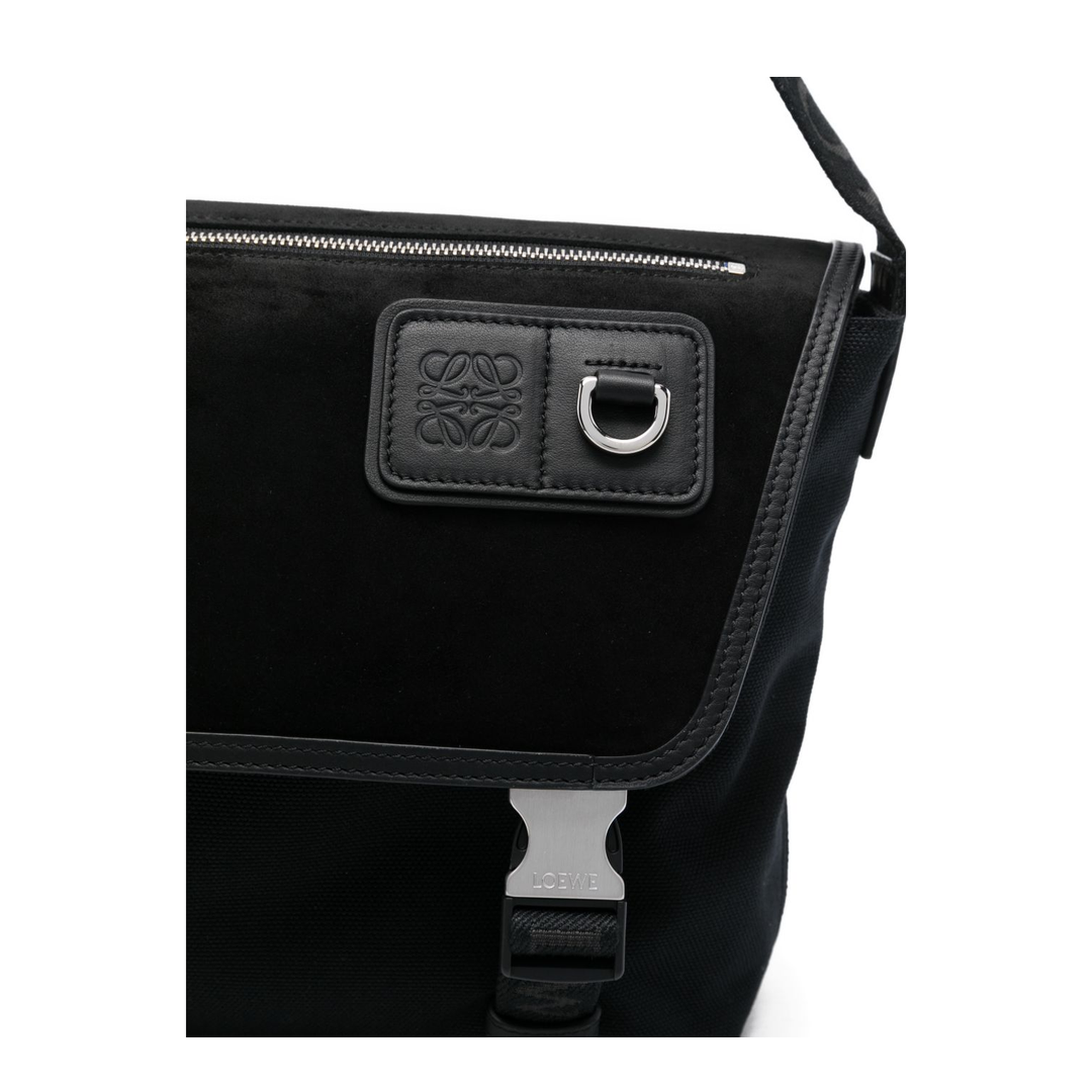 Flex Medium Canvas Messenger Bag - Black/Dark Gold