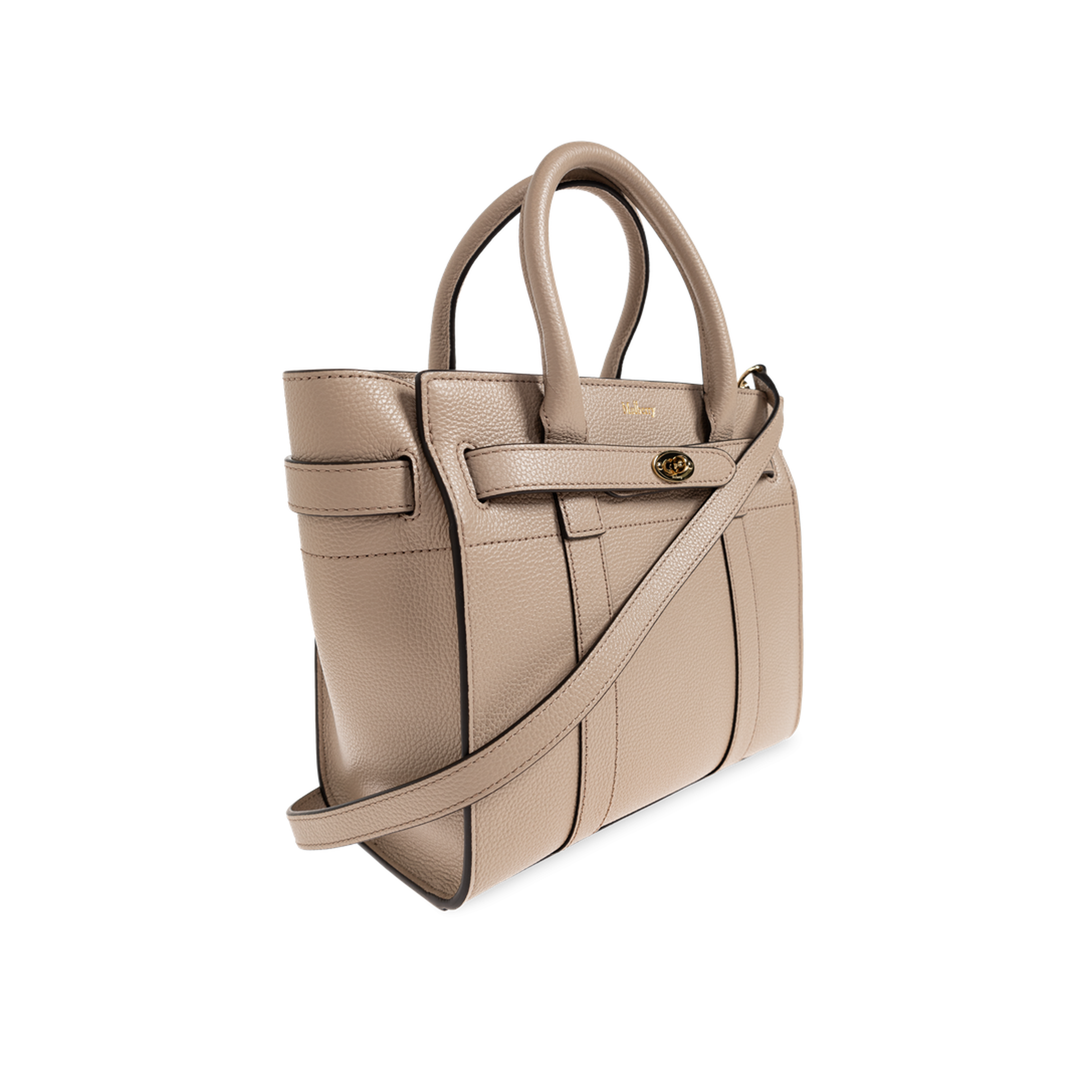 Mini Zipped Bayswater Small Calfskin Top-Handle Bag - Cashmere Taupe