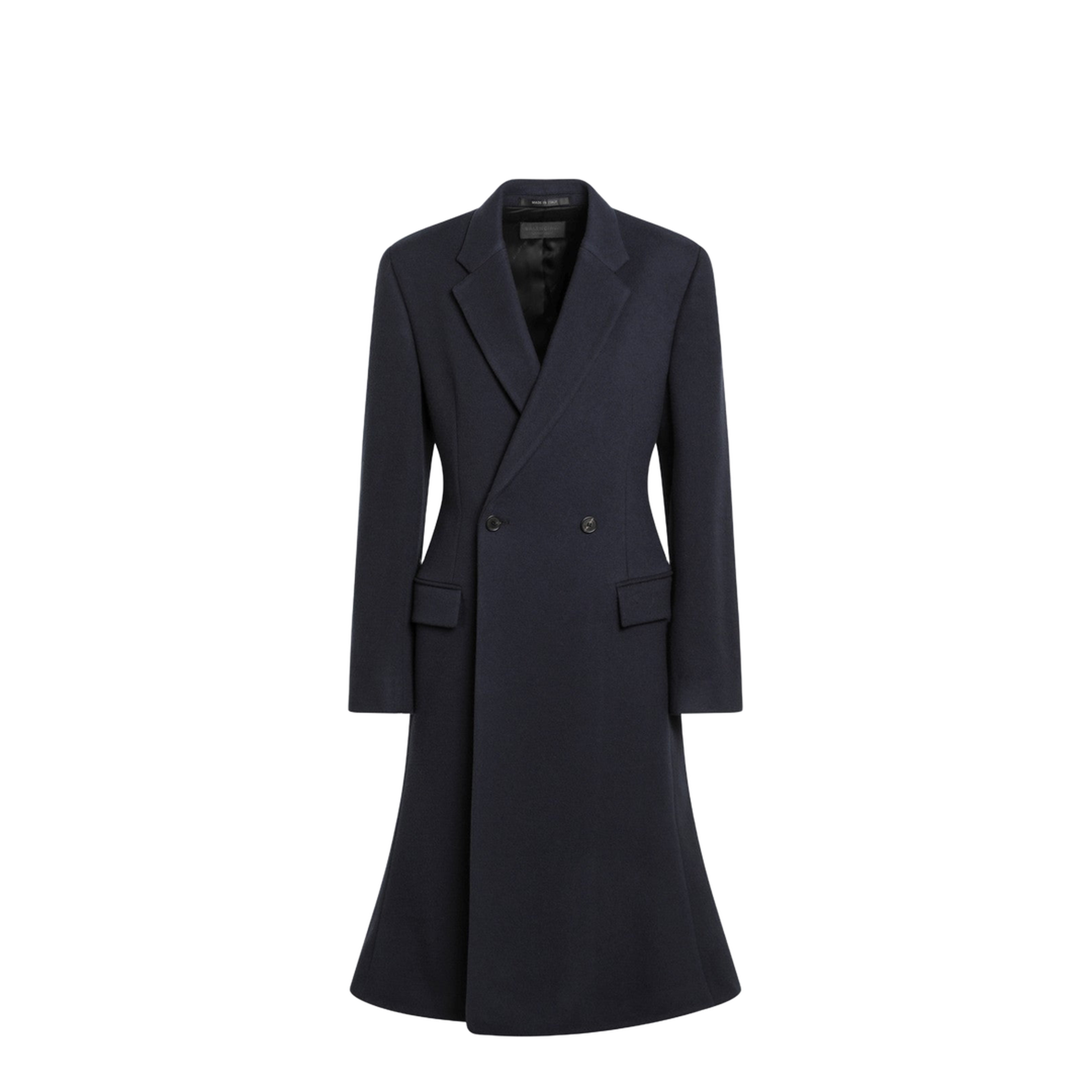 Double-breasted Godet Midi Wool Coat