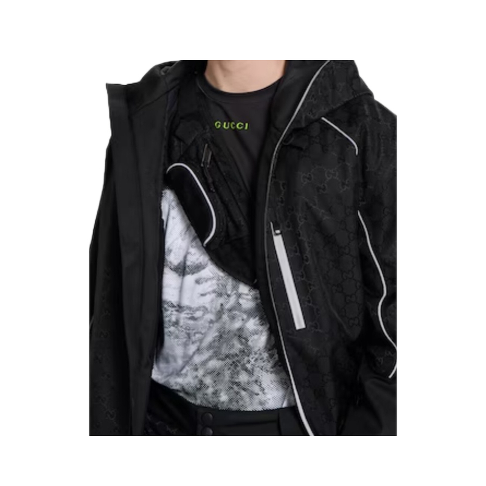 Large Belt Bag in Black Nylon Jacquard