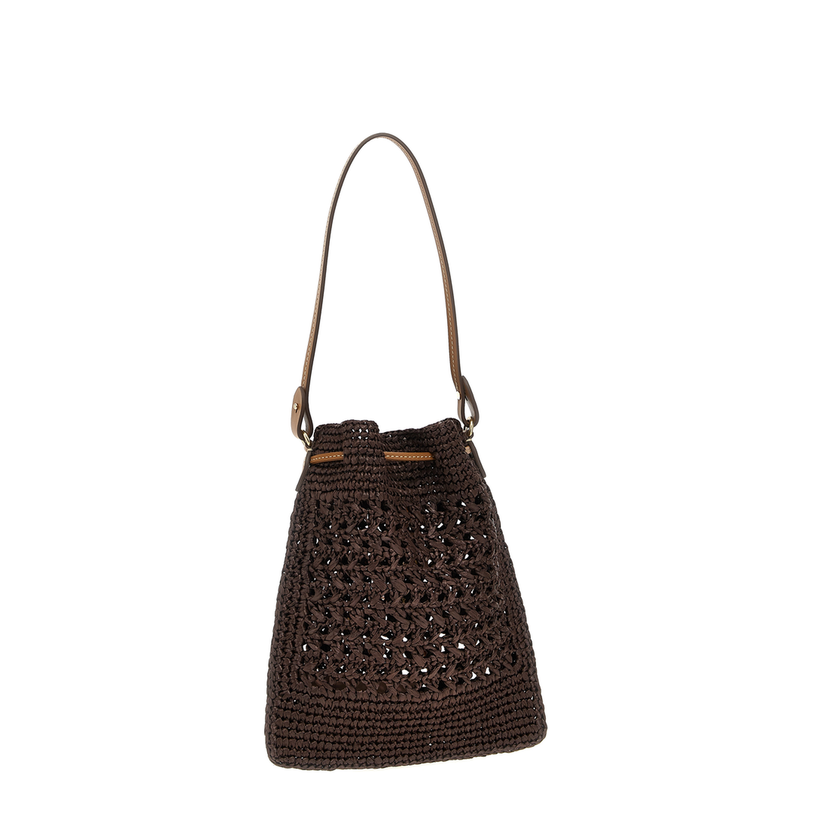 Cocoa Brown Natural Woven Fabric Mini-Bag