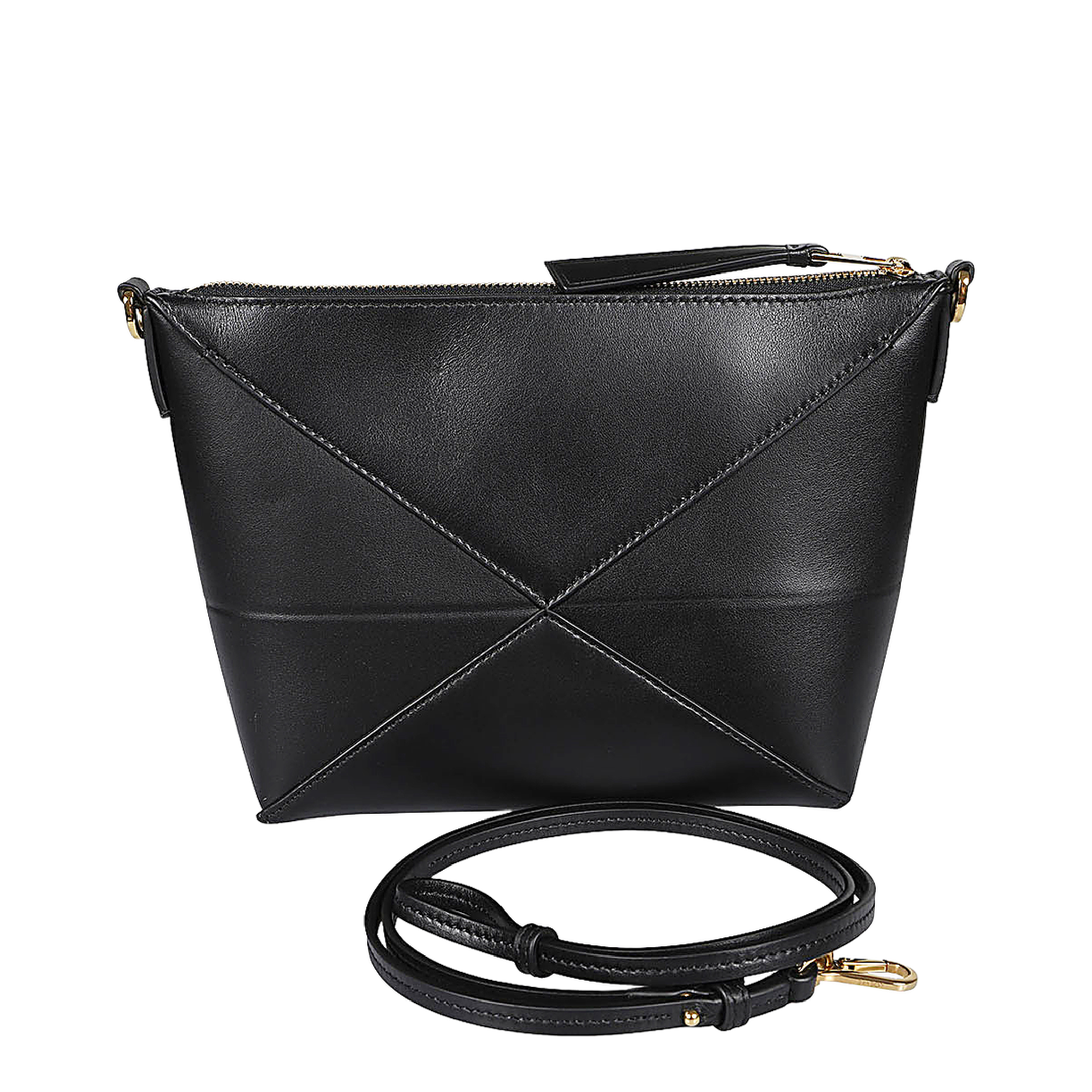 Puzzle Fold Leather Pouch - Black