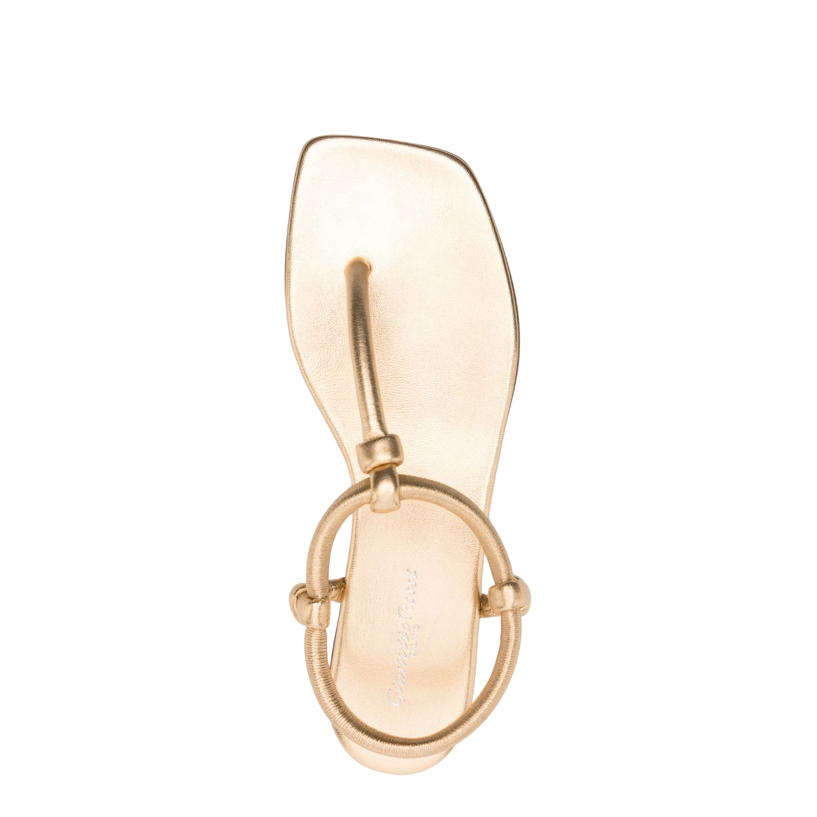 Gold-tone Nappa Leather Thong Sandals