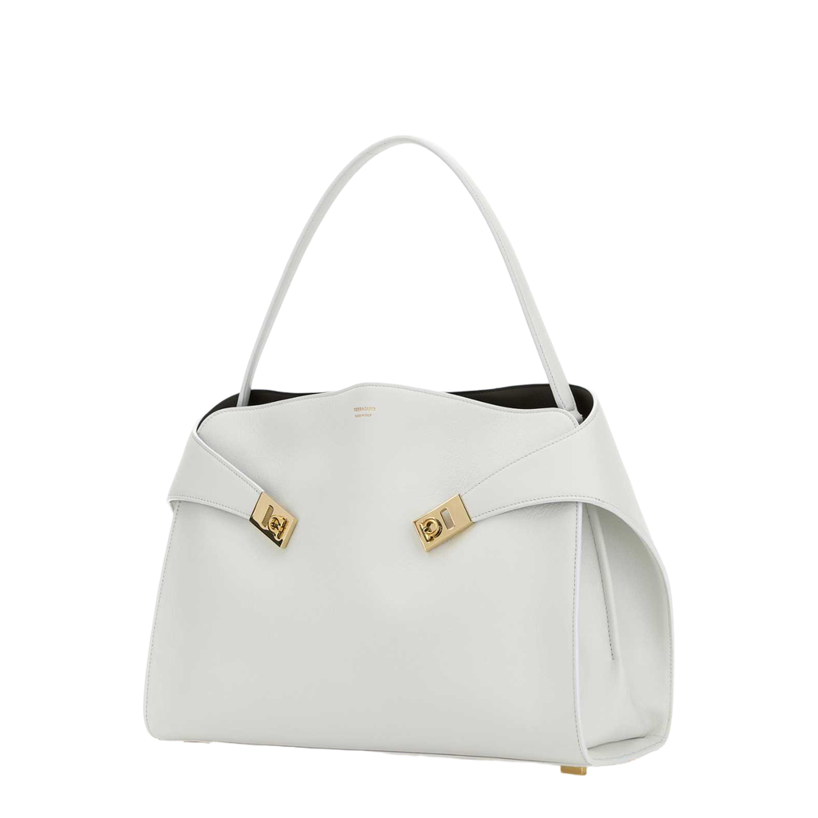 White Leather Large Hug Soft Shoulder Bag