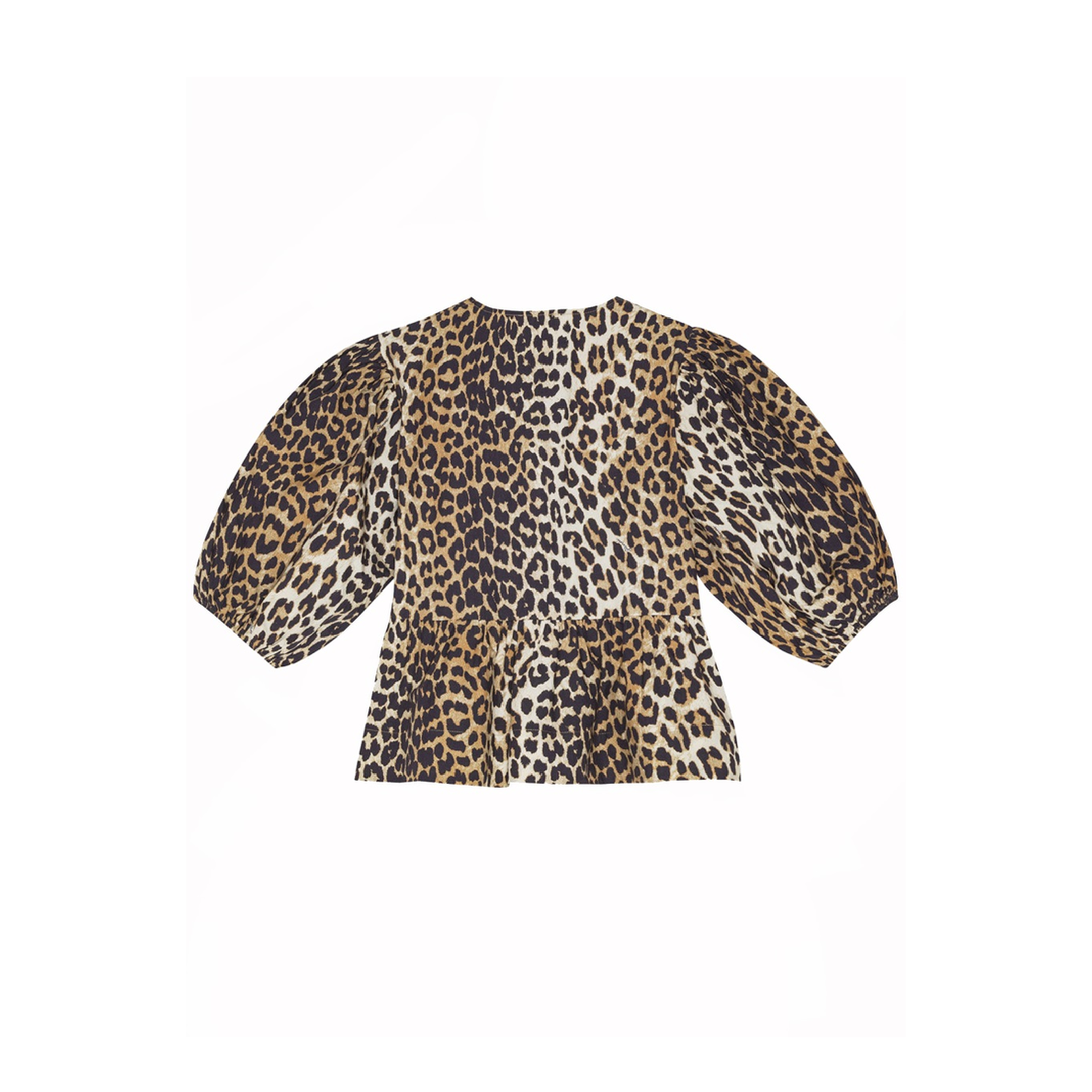 Printed Cotton Poplin Peplum Blouse Shirt