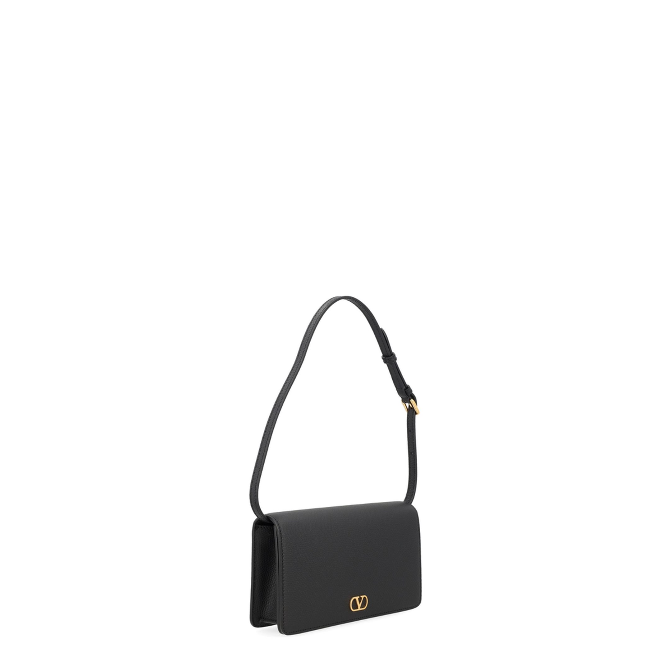 Black Leather VLogo Signature Clutch