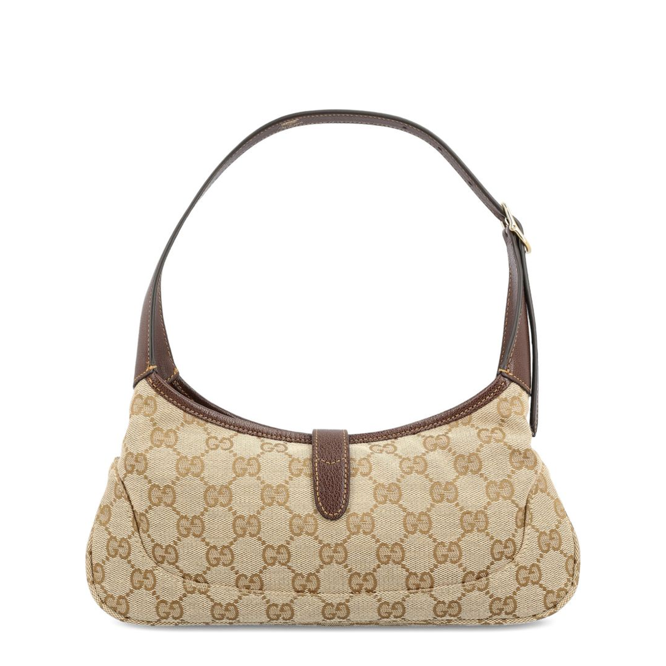 Jackie Slim Medium GG Canvas Shoulder Bag - Sand and Dark Brown