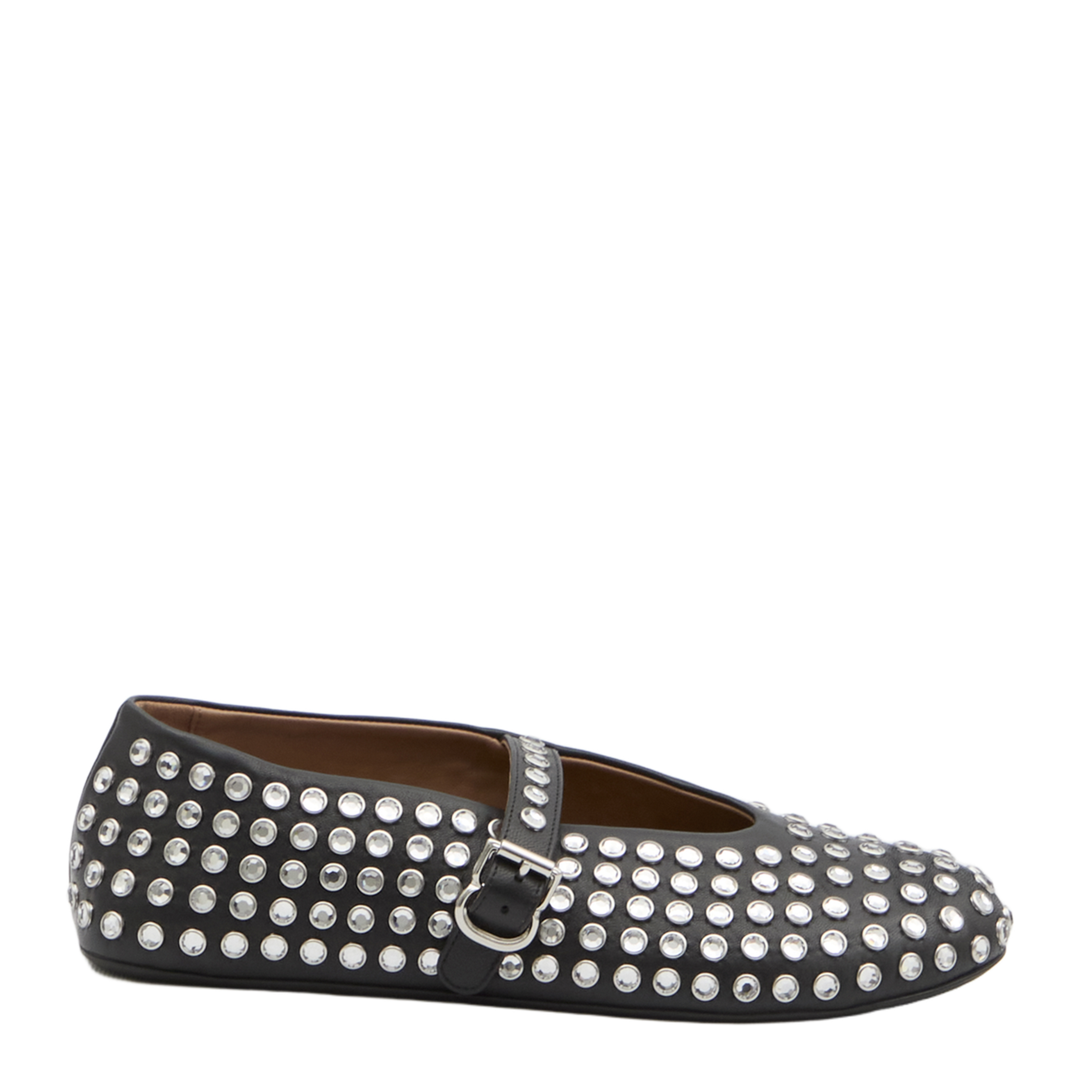 Noir Strass Lambskin Ballet Flats