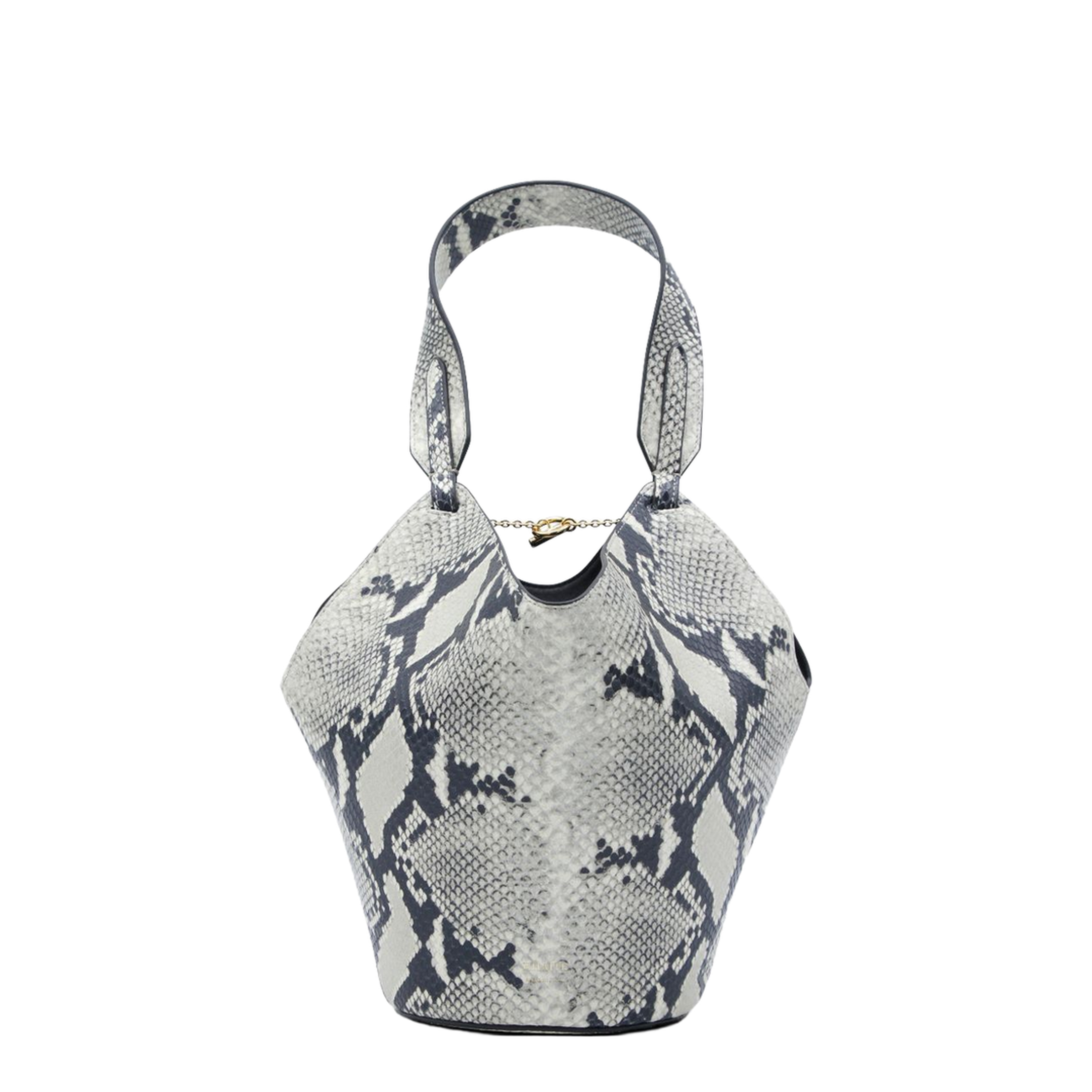 Lotus Mini Python-Embossed Calfskin Tote - Natural