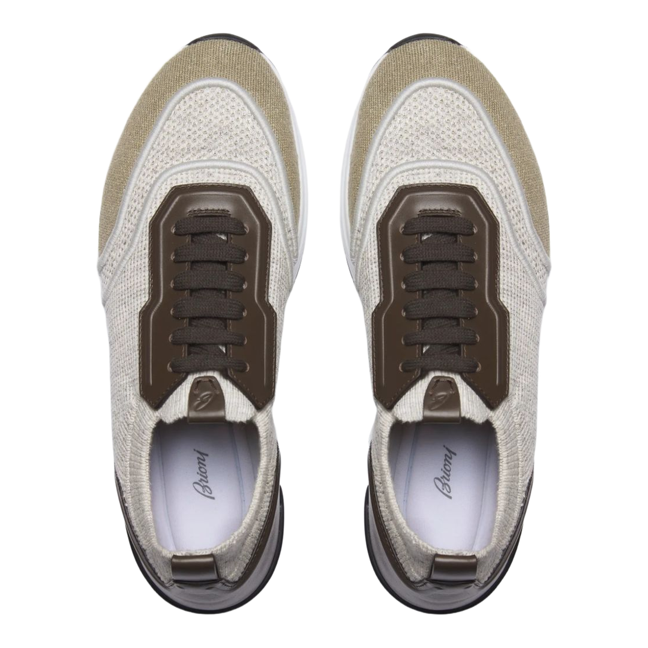 MAYFEYR - Brioni - Beige And Light Brown Linen And Cotton Knit Sneakers - QHM20LPD9033232