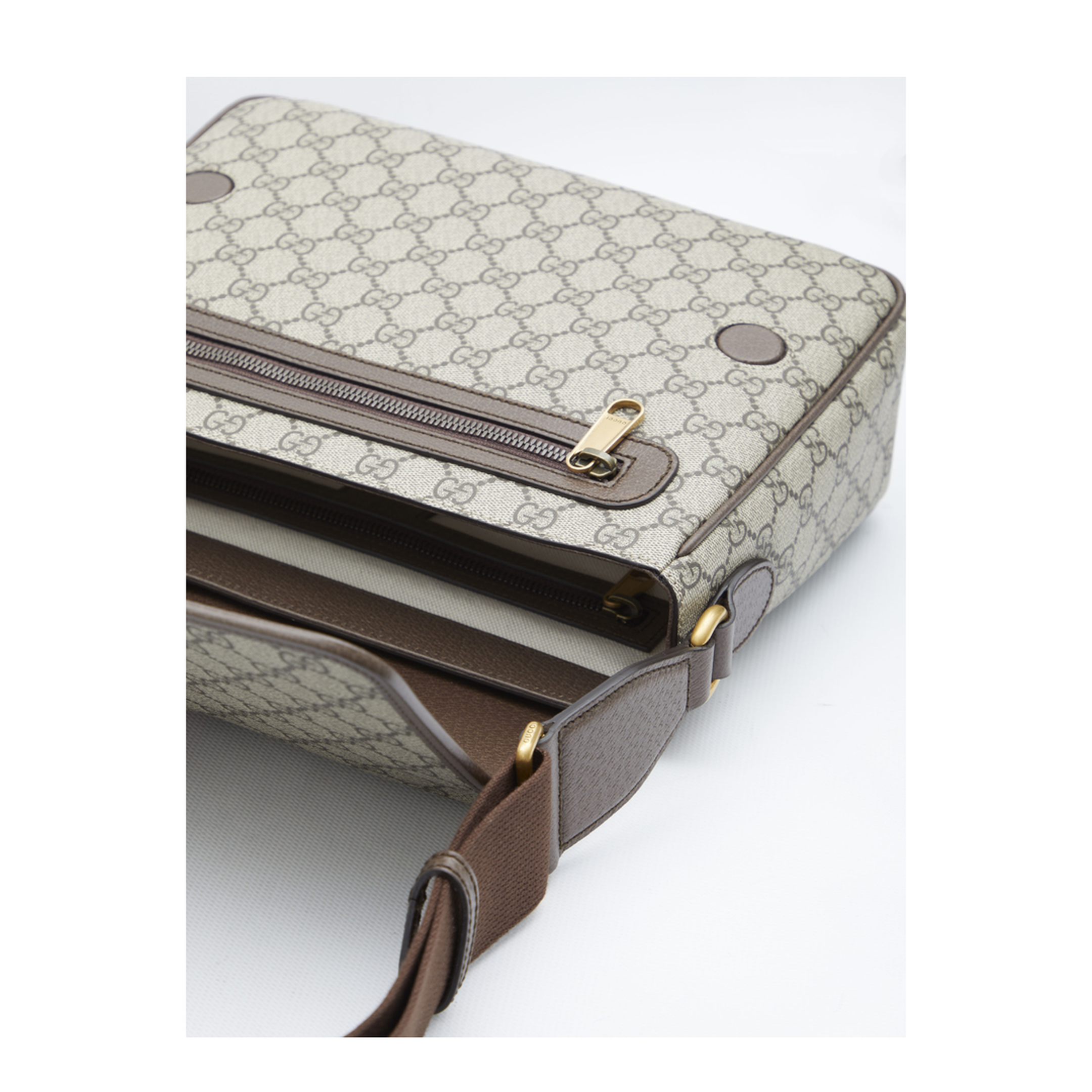 Ophidia Medium Canvas Messenger Bag - Beige