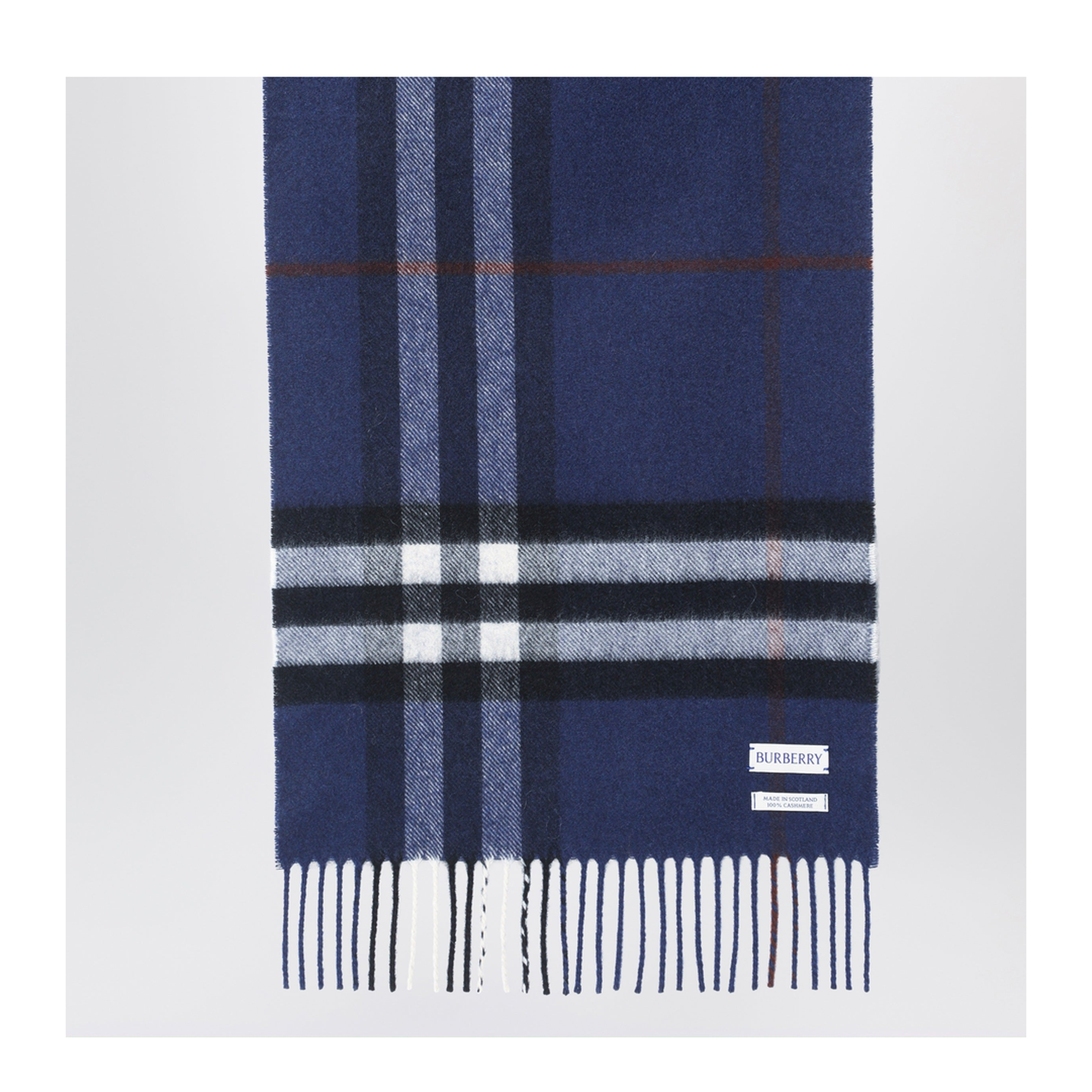 MAYFEYR - Burberry - Blue Cashmere Scarf With A Checked Pattern - 8113948110106A2993