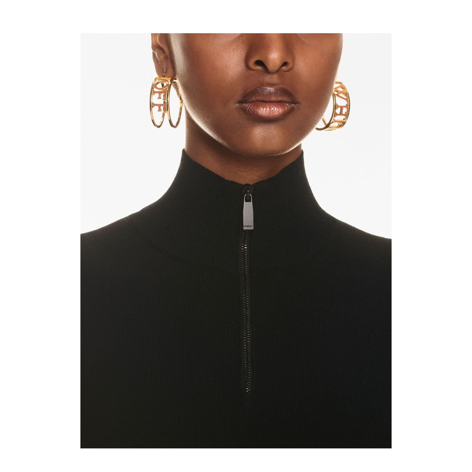 High-Neck Pleated Knitted Minidress